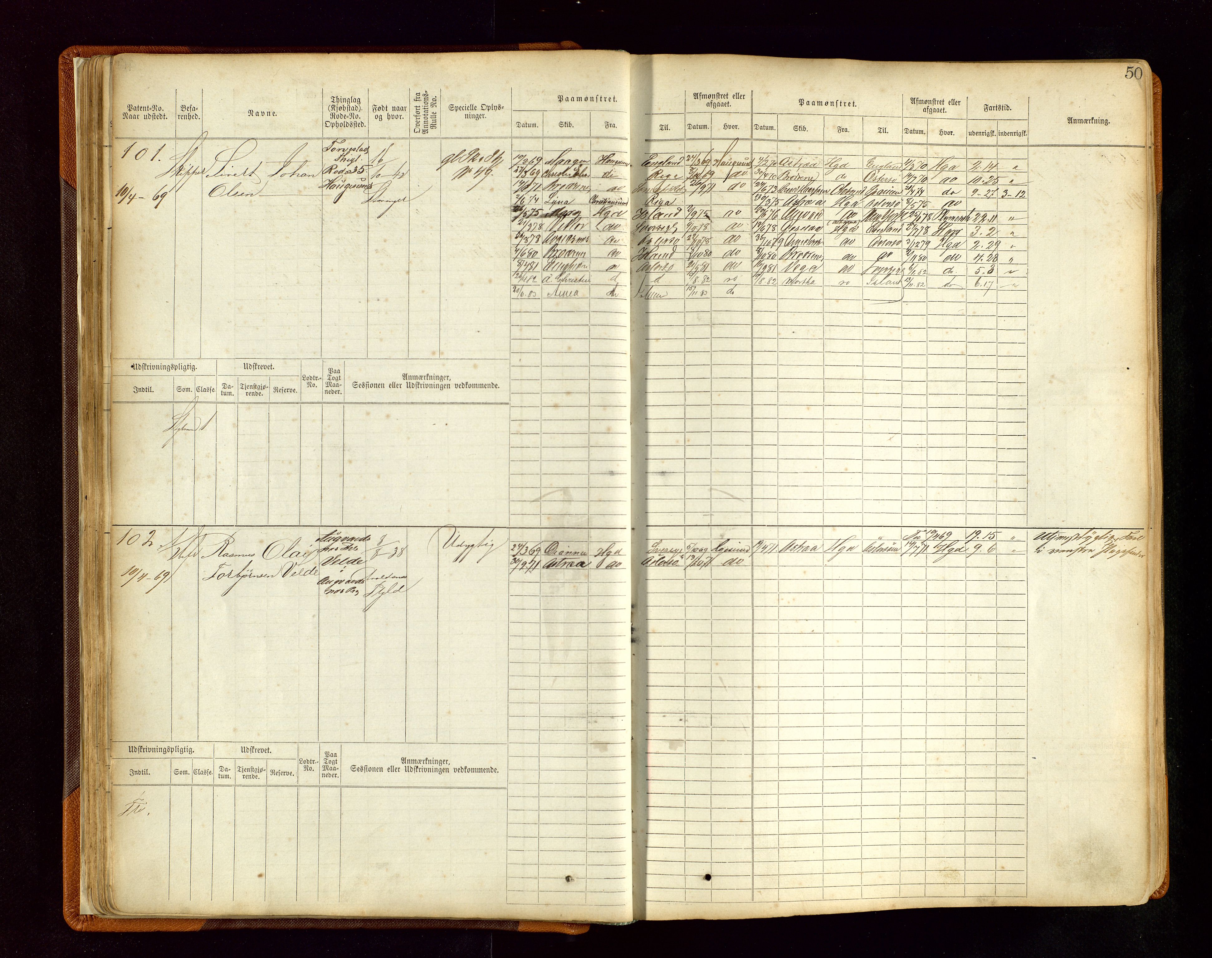 Haugesund sjømannskontor, SAST/A-102007/F/Fb/Fbb/L0004: Sjøfartsrulle Haugesund krets nr. 1-1922, 1868-1948, p. 50