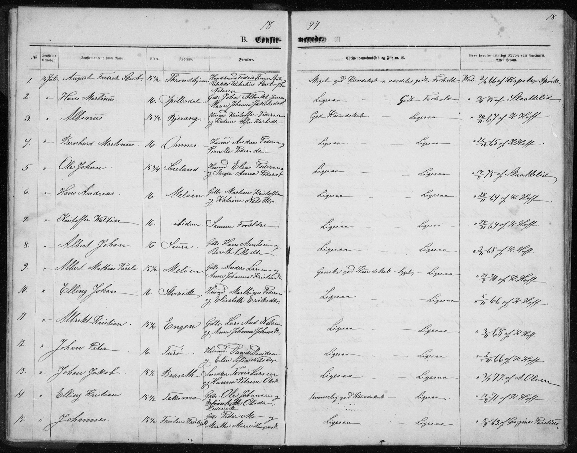 Ministerialprotokoller, klokkerbøker og fødselsregistre - Nordland, SAT/A-1459/843/L0635: Parish register (copy) no. 843C04, 1872-1887, p. 18