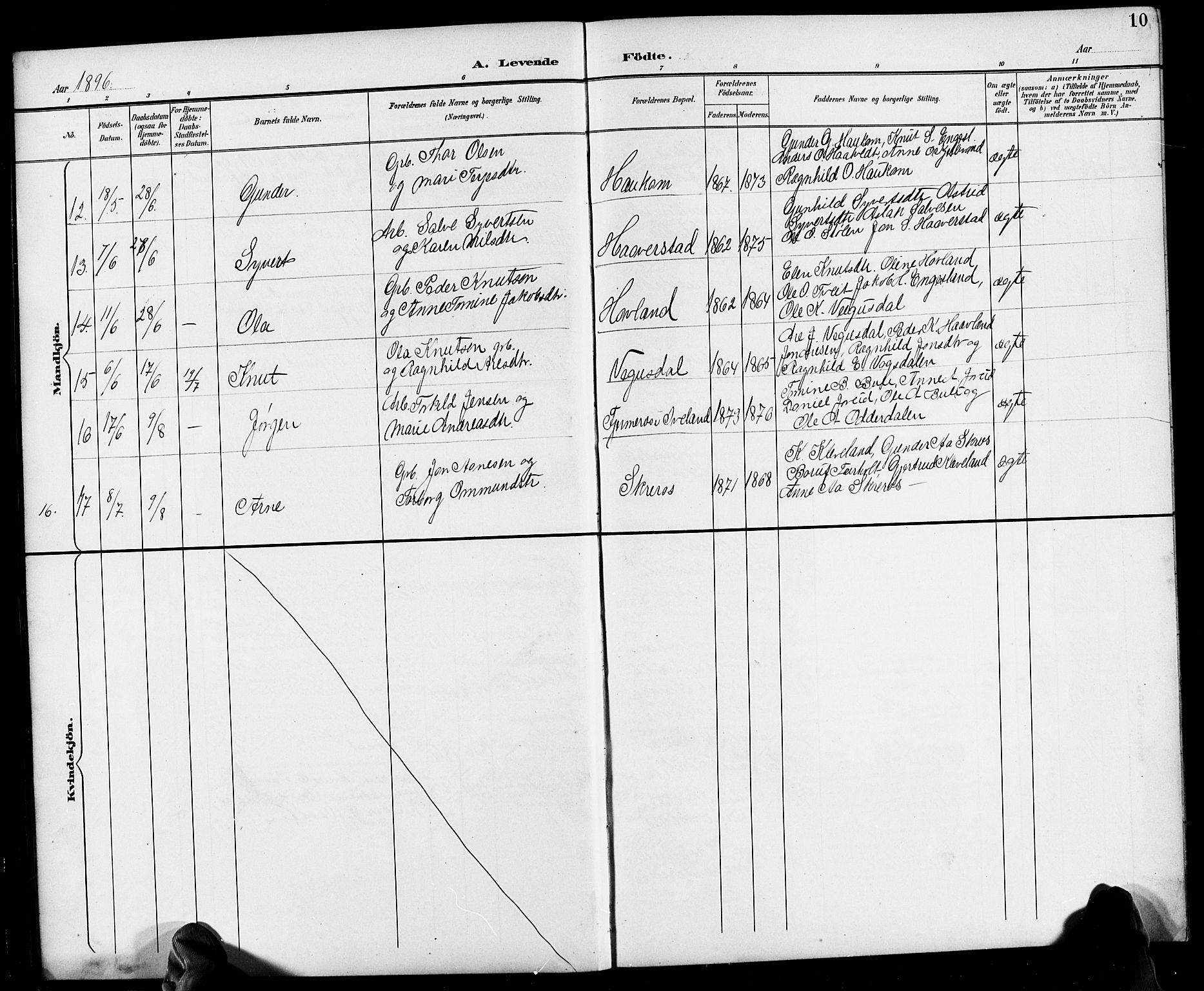 Herefoss sokneprestkontor, SAK/1111-0019/F/Fb/Fbb/L0003: Parish register (copy) no. B 3, 1892-1917, p. 10