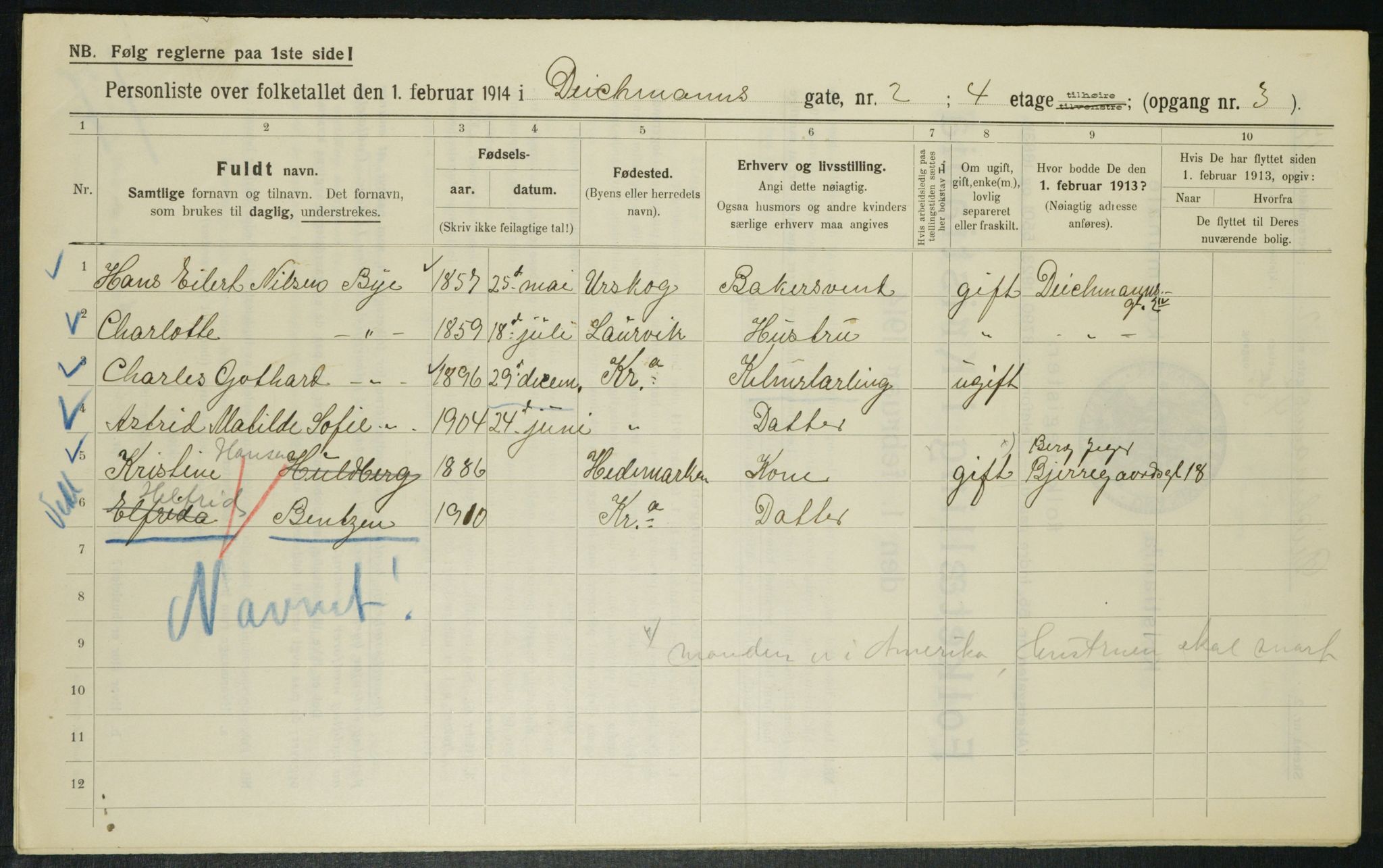 OBA, Municipal Census 1914 for Kristiania, 1914, p. 15534