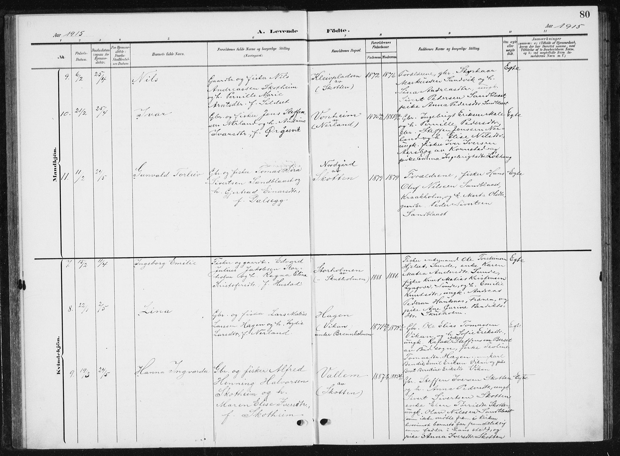 Ministerialprotokoller, klokkerbøker og fødselsregistre - Møre og Romsdal, AV/SAT-A-1454/567/L0784: Parish register (copy) no. 567C04, 1903-1938, p. 80