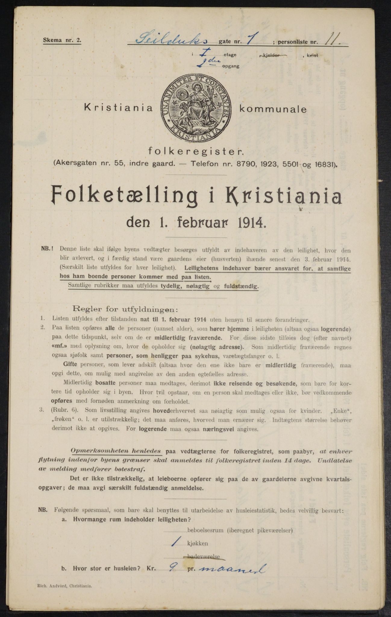 OBA, Municipal Census 1914 for Kristiania, 1914, p. 93655