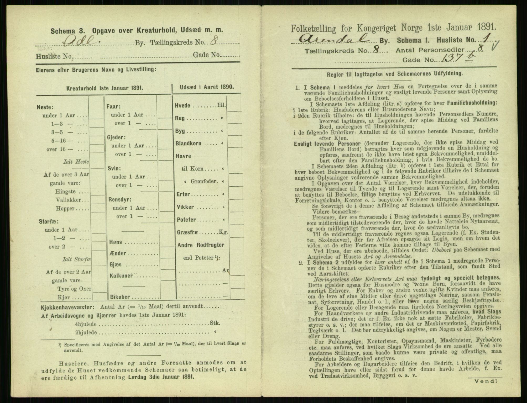 RA, 1891 census for 0903 Arendal, 1891, p. 400