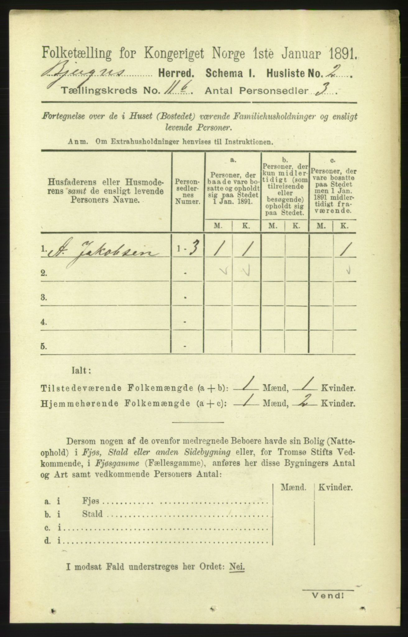 RA, 1891 census for 1627 Bjugn, 1891, p. 3134