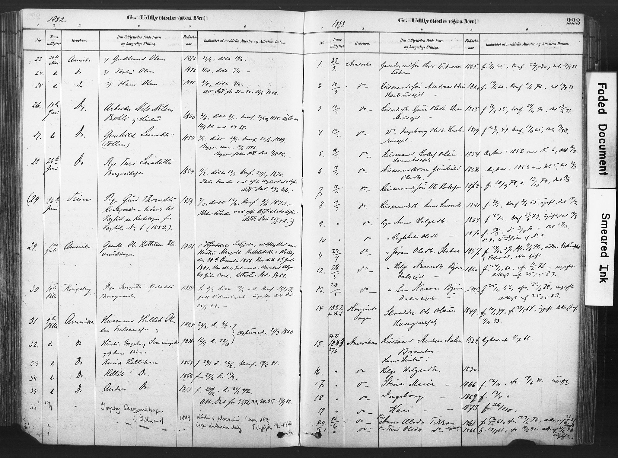 Rollag kirkebøker, SAKO/A-240/F/Fa/L0011: Parish register (official) no. I 11, 1878-1902, p. 223
