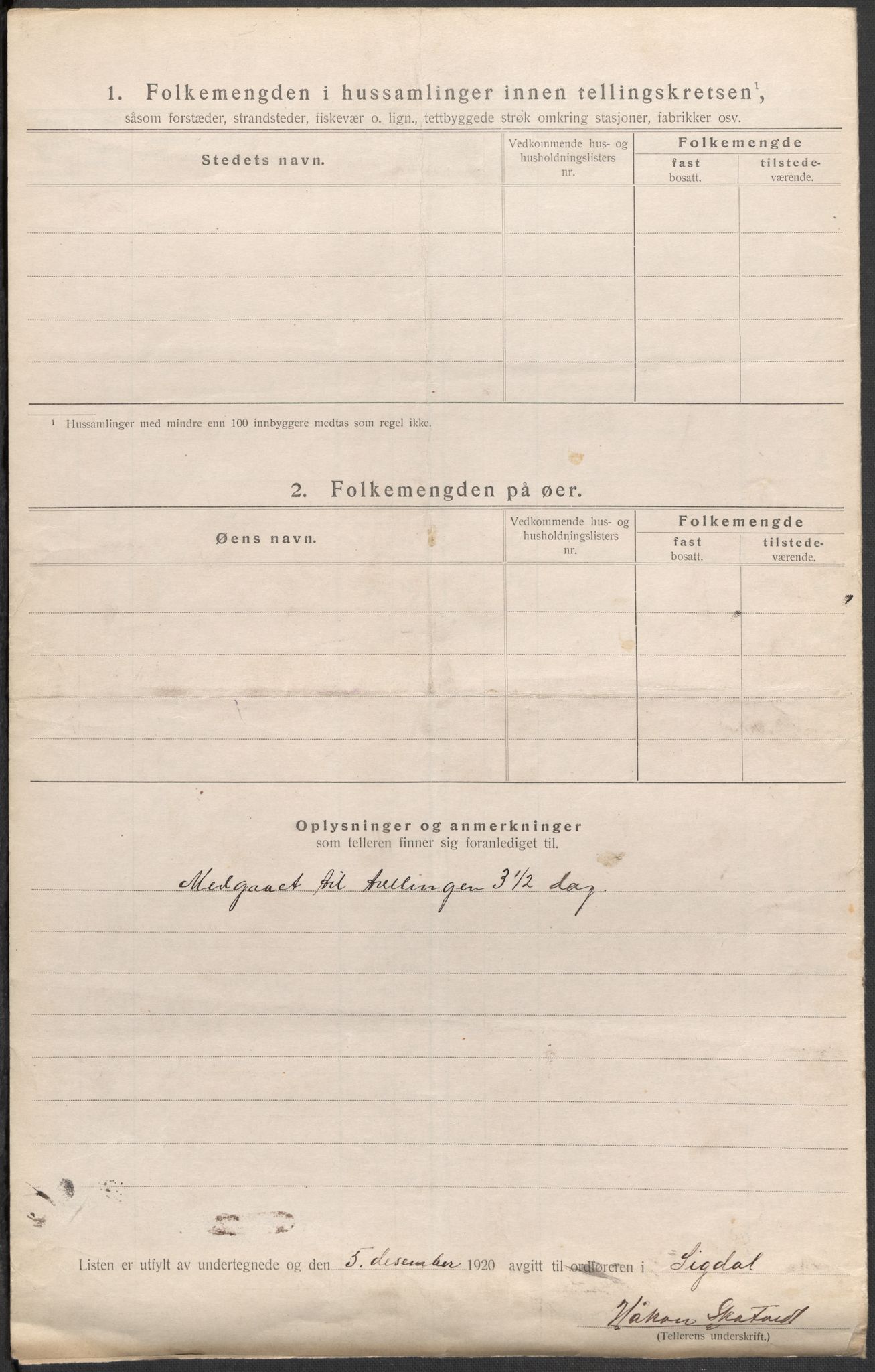 SAKO, 1920 census for Sigdal, 1920, p. 26