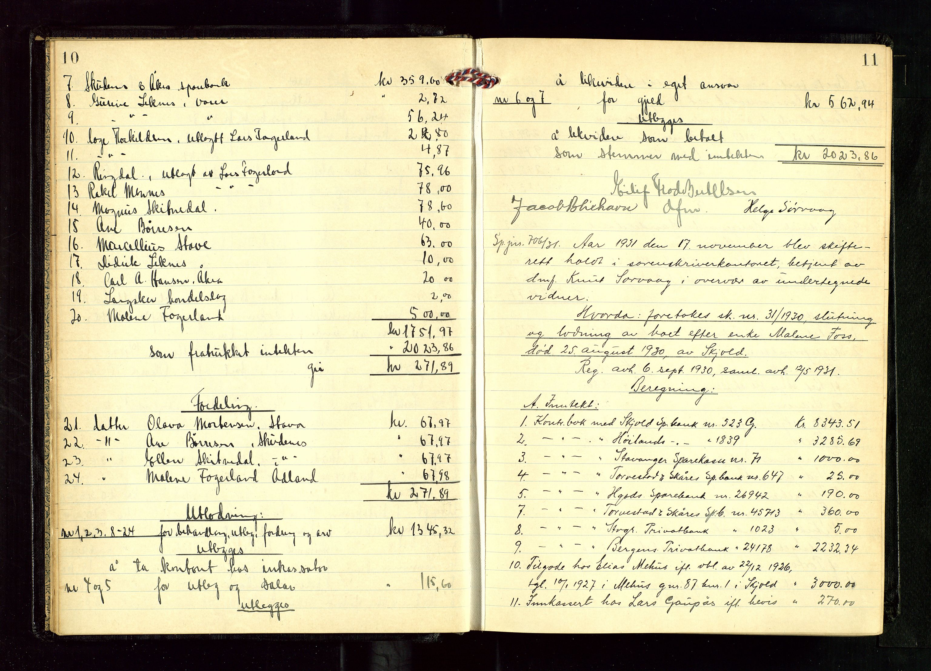 Karmsund sorenskriveri, AV/SAST-A-100311/01/IV/IVGB/L0005: SKIFTEUTLODNINGSPROTOKOLL, 1931-1936, p. 10-11