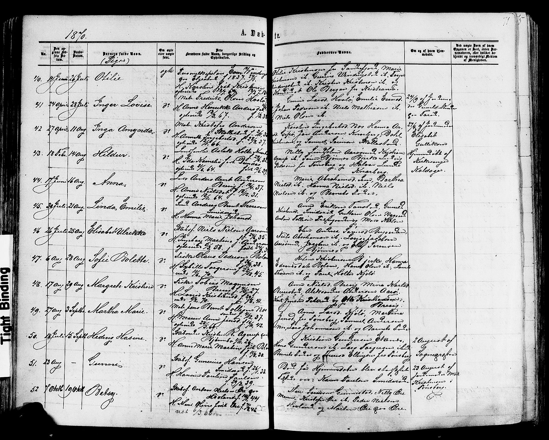 Nøtterøy kirkebøker, AV/SAKO-A-354/F/Fa/L0007: Parish register (official) no. I 7, 1865-1877, p. 71