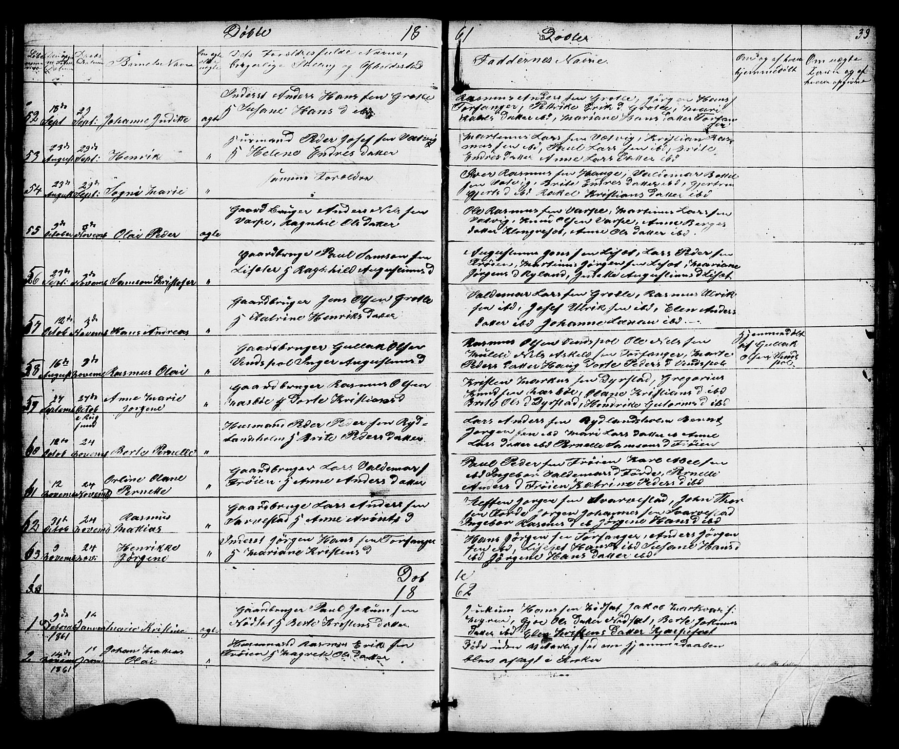 Bremanger sokneprestembete, SAB/A-82201/H/Hab/Haba/L0001: Parish register (copy) no. A 1, 1853-1865, p. 33