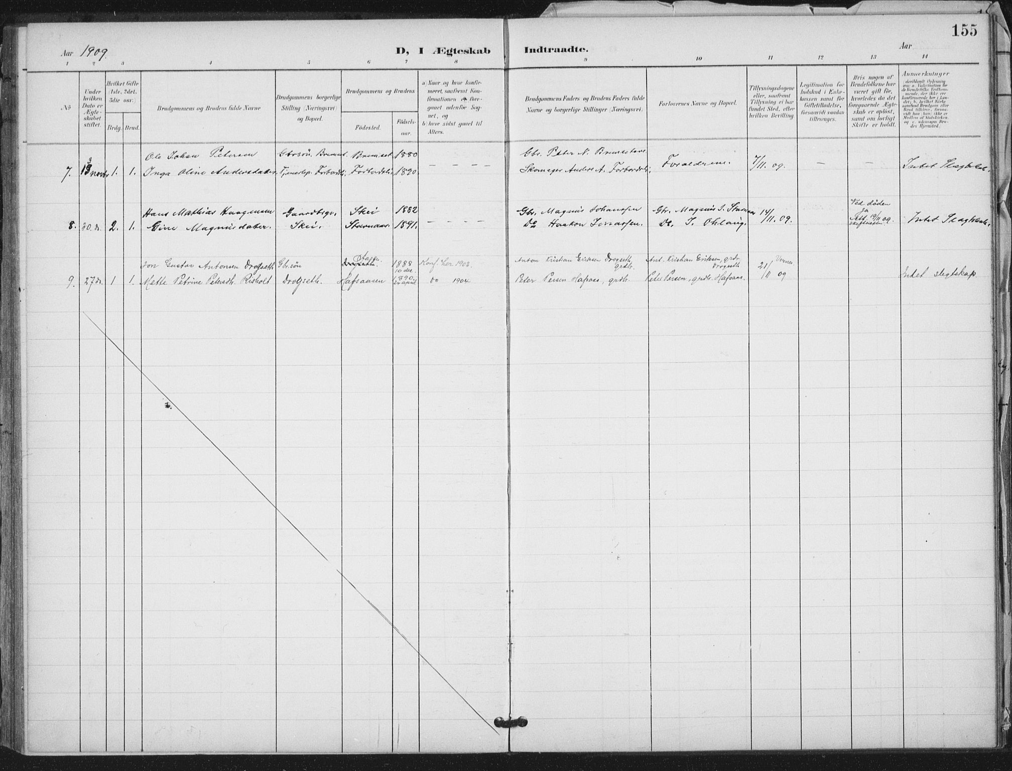 Ministerialprotokoller, klokkerbøker og fødselsregistre - Nord-Trøndelag, SAT/A-1458/712/L0101: Parish register (official) no. 712A02, 1901-1916, p. 155