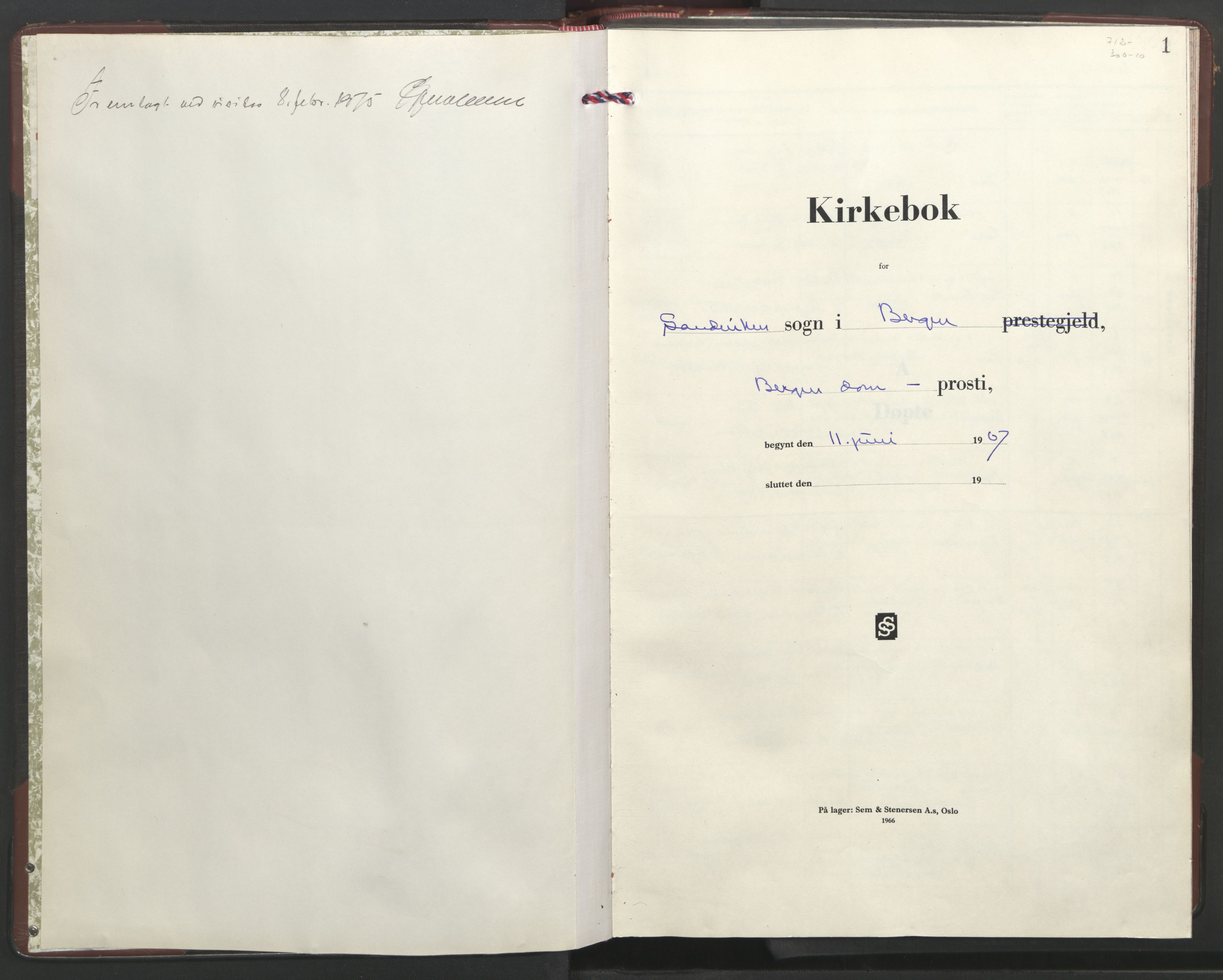 Sandviken Sokneprestembete, SAB/A-77601/H/Hb/L0008: Parish register (copy) no. B 5, 1967-1975, p. 0b-1a