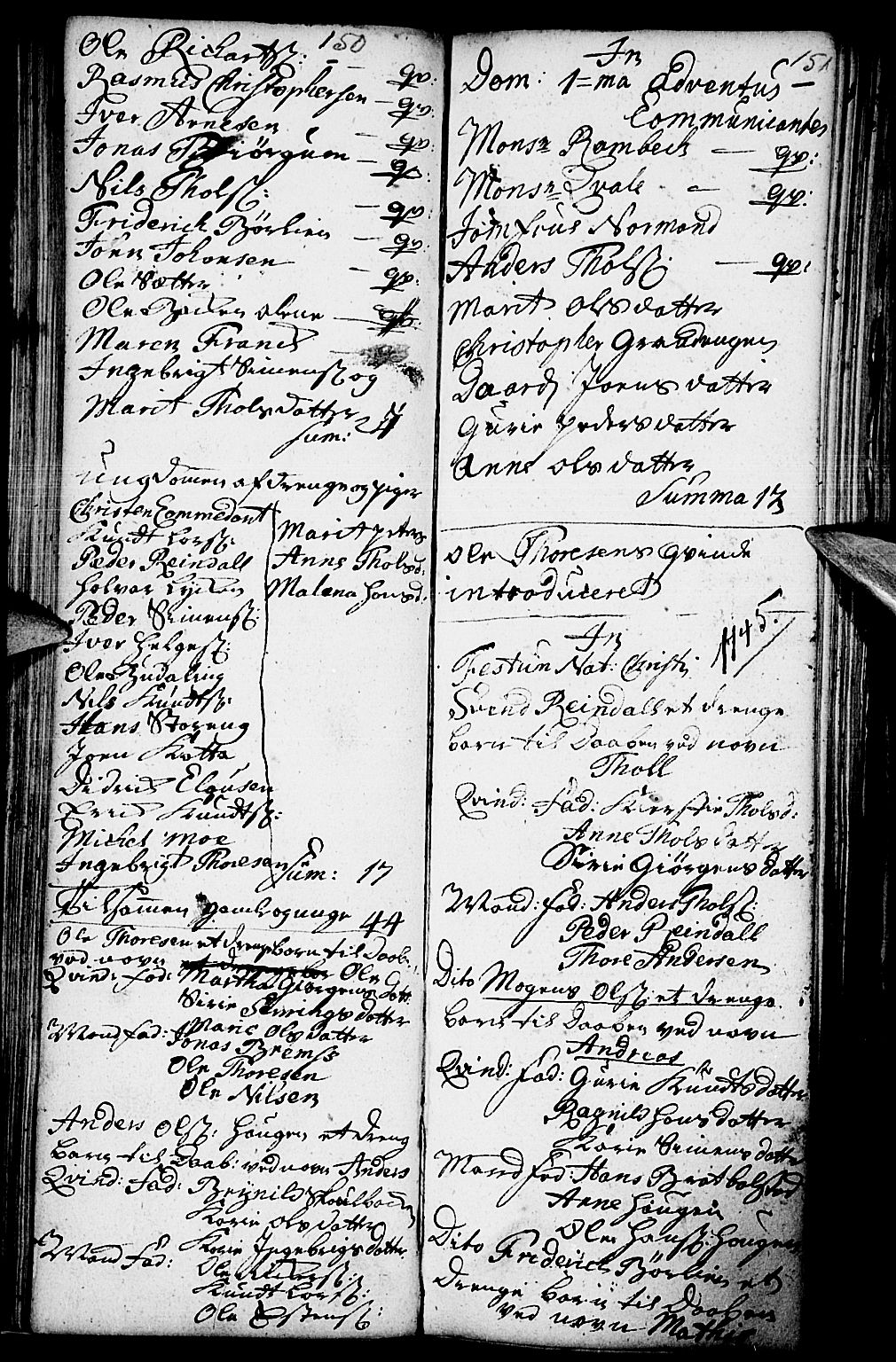 Kvikne prestekontor, SAH/PREST-064/H/Ha/Haa/L0001: Parish register (official) no. 1, 1740-1756, p. 150-151