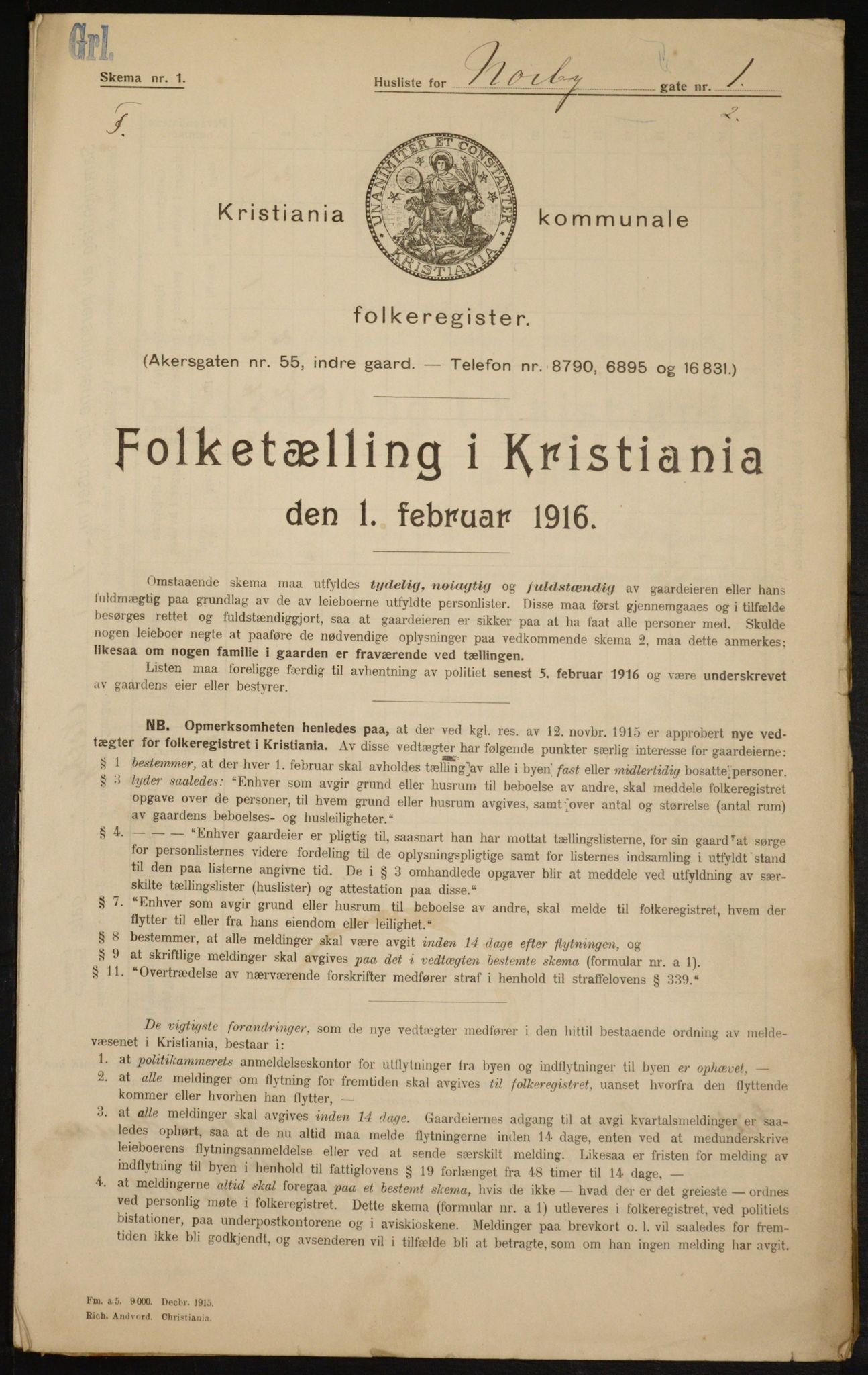 OBA, Municipal Census 1916 for Kristiania, 1916, p. 73217