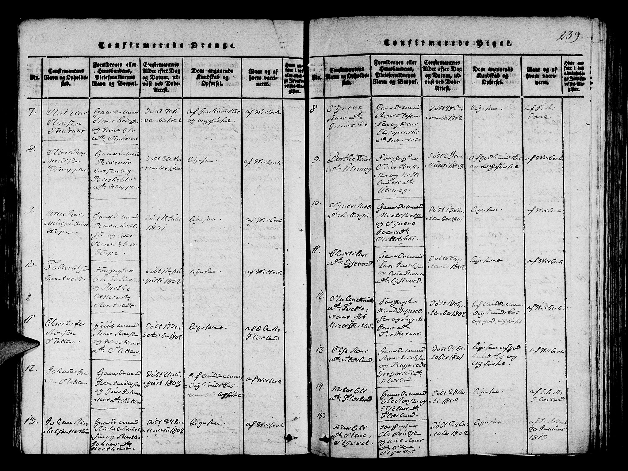 Fana Sokneprestembete, AV/SAB-A-75101/H/Hab/Haba/L0001: Parish register (copy) no. A 1, 1816-1836, p. 239