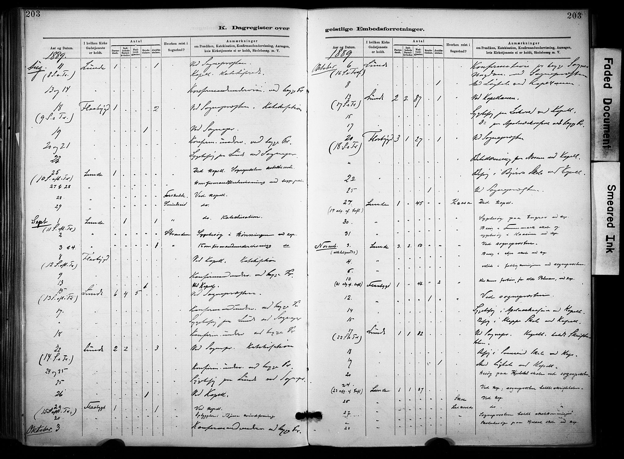 Lunde kirkebøker, AV/SAKO-A-282/F/Fa/L0002: Parish register (official) no. I 2, 1884-1892, p. 203