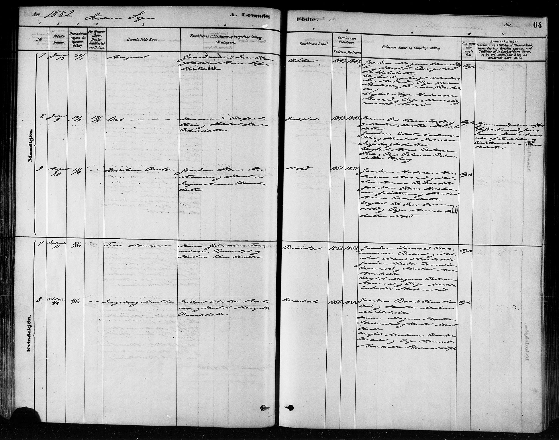 Ministerialprotokoller, klokkerbøker og fødselsregistre - Nord-Trøndelag, AV/SAT-A-1458/746/L0449: Parish register (official) no. 746A07 /2, 1878-1899, p. 64