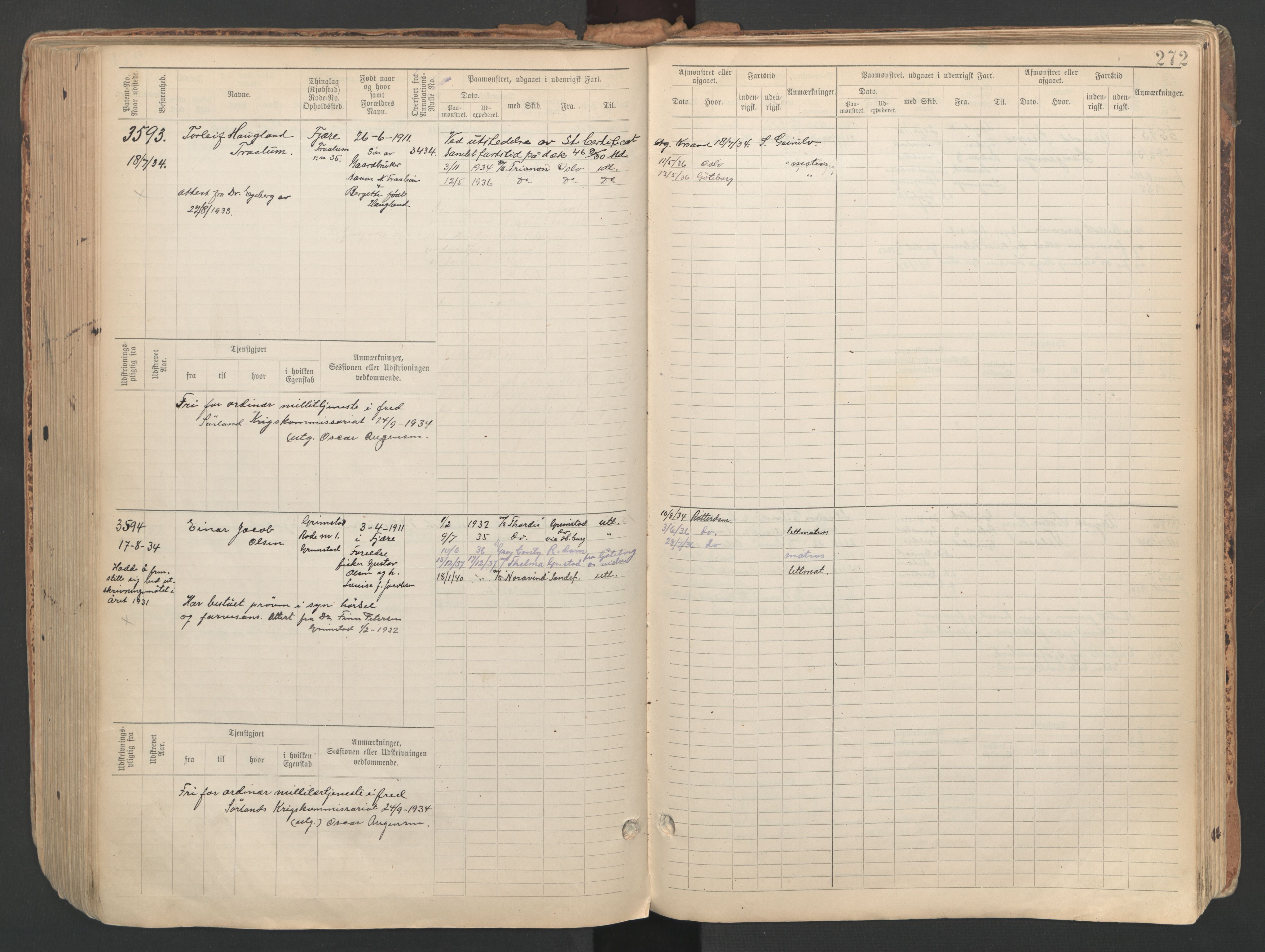 Grimstad mønstringskrets, SAK/2031-0013/F/Fb/L0013: Hovedrulle A nr 3052-3814, V-26, 1900-1943, p. 294