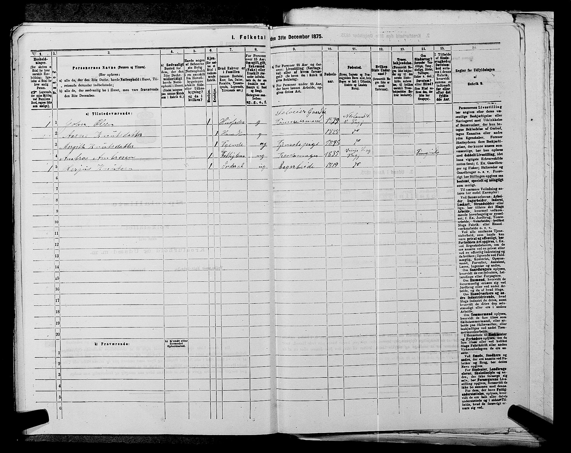 SAKO, 1875 census for 0834P Vinje, 1875, p. 141