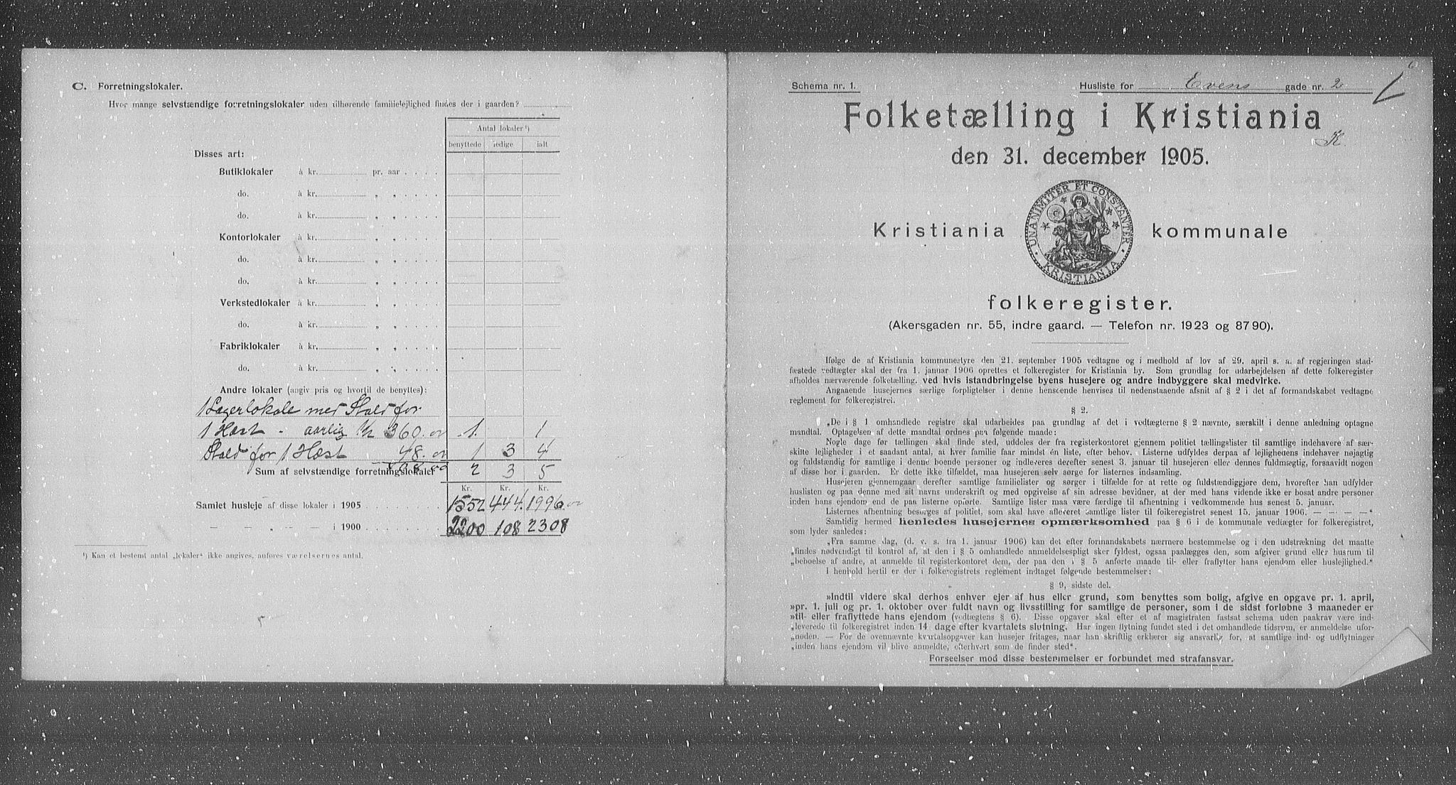 OBA, Municipal Census 1905 for Kristiania, 1905, p. 11845