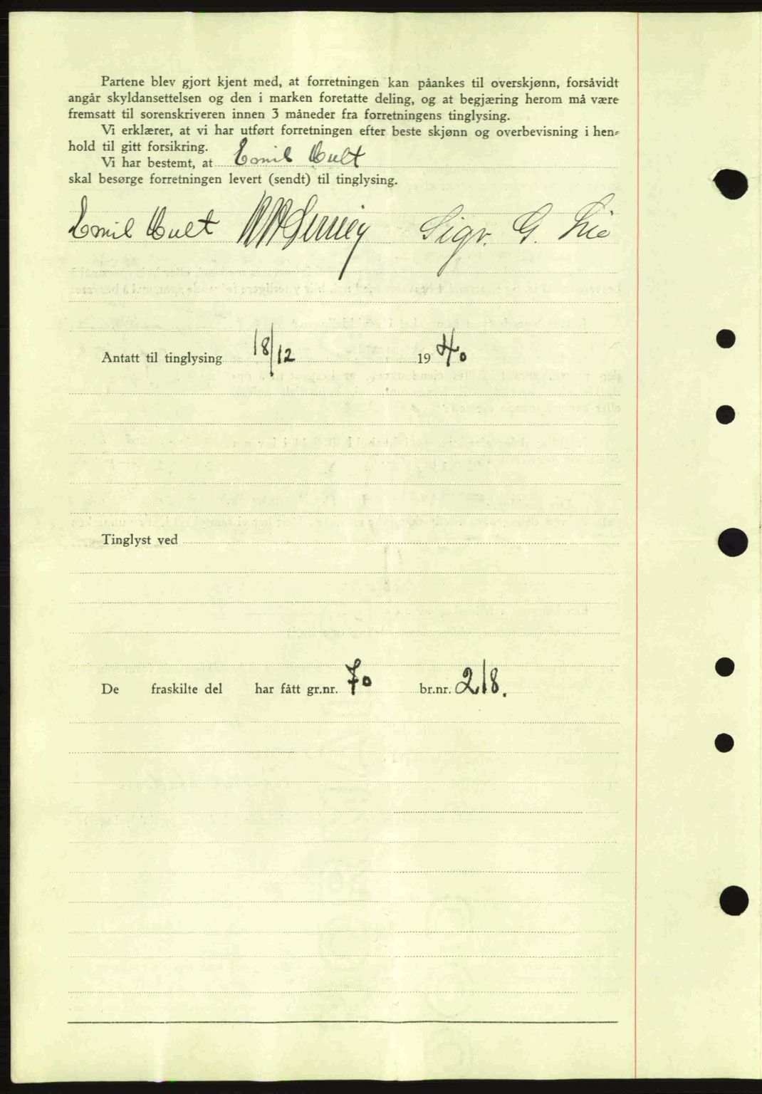 Idd og Marker sorenskriveri, AV/SAO-A-10283/G/Gb/Gbb/L0004: Mortgage book no. A4, 1940-1941, Diary no: : 1293/1940