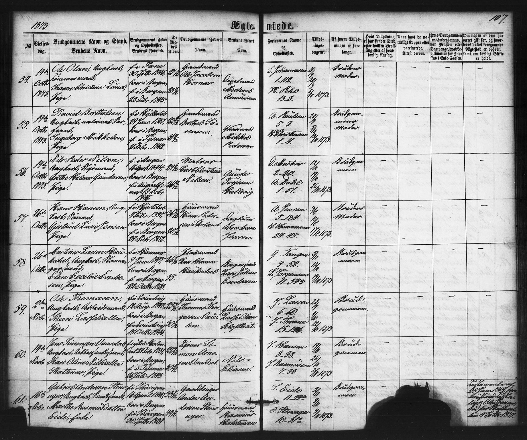 Nykirken Sokneprestembete, AV/SAB-A-77101/H/Haa/L0032: Parish register (official) no. D 2, 1861-1883, p. 107