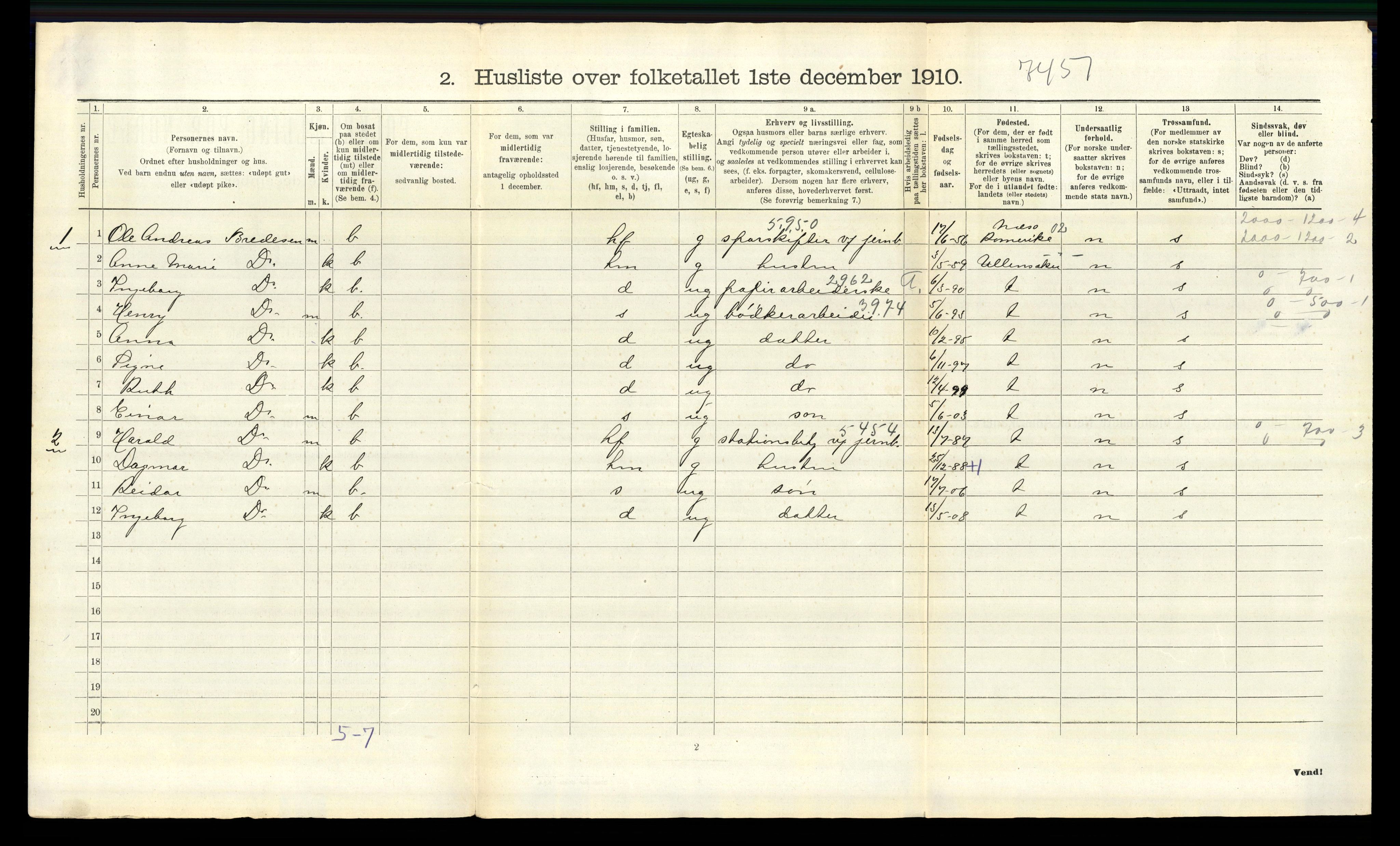 RA, 1910 census for Bærum, 1910, p. 1834