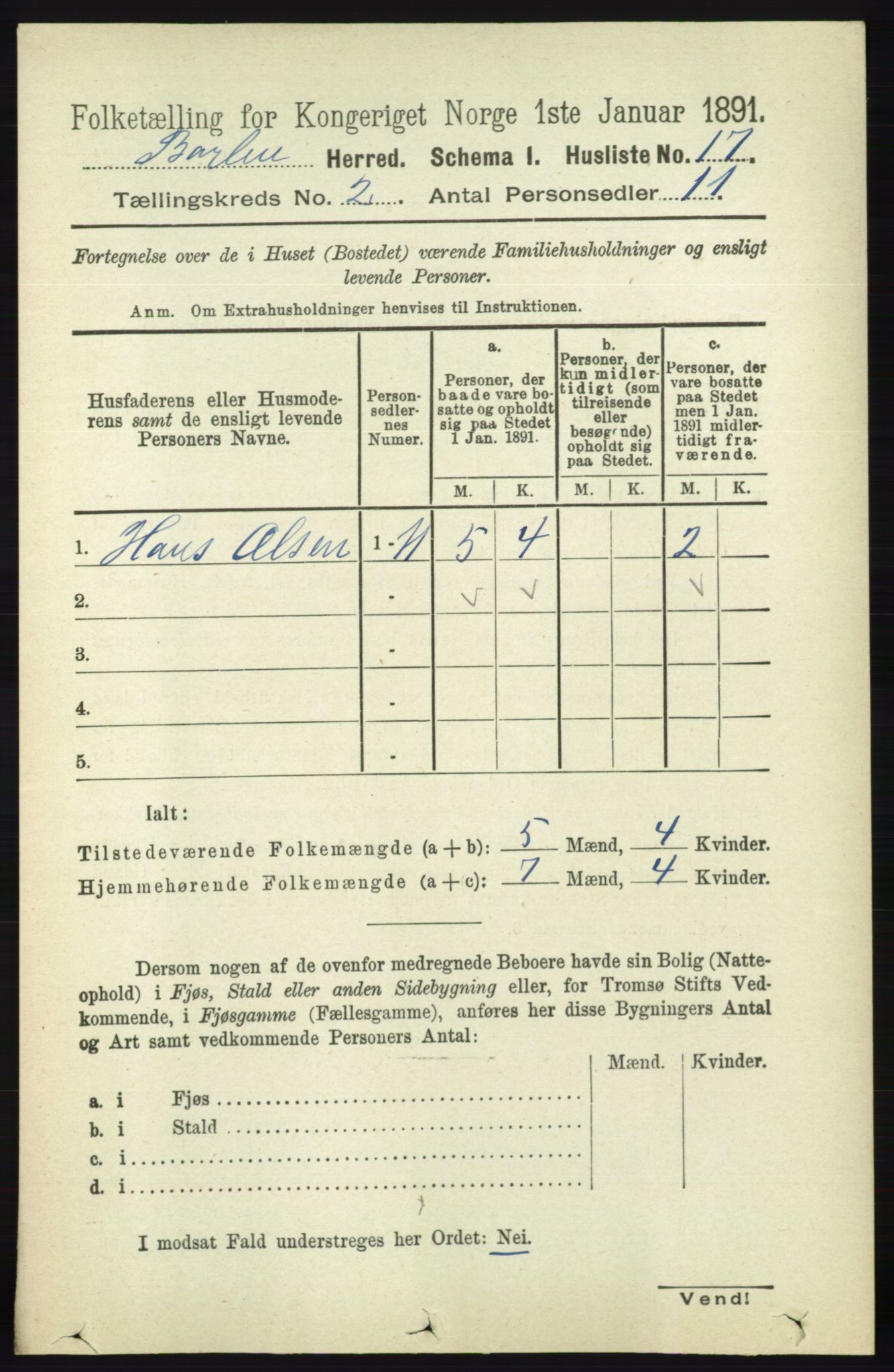 RA, 1891 census for 0990 Barbu, 1891, p. 859