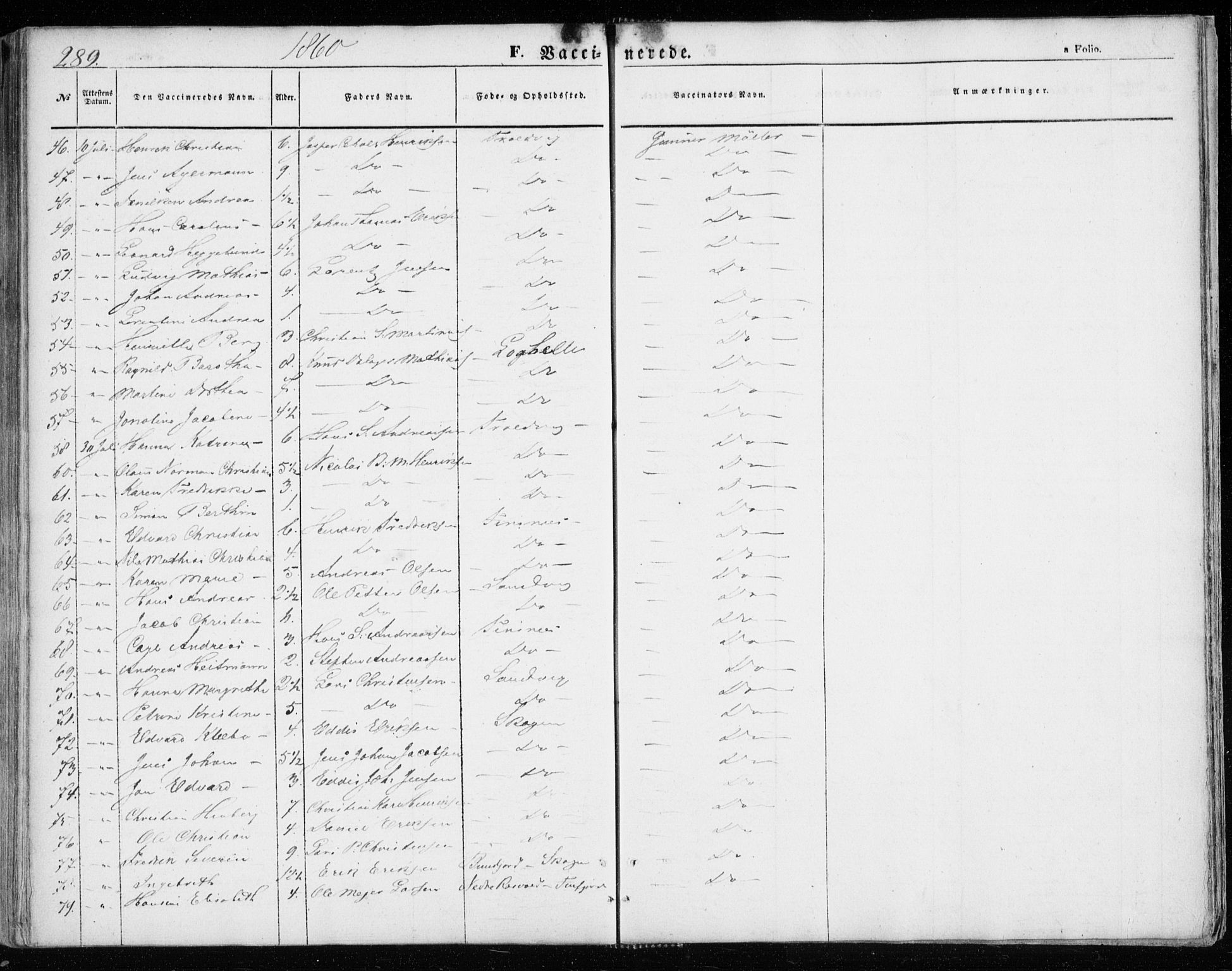 Lenvik sokneprestembete, SATØ/S-1310/H/Ha/Haa/L0007kirke: Parish register (official) no. 7, 1855-1865, p. 289
