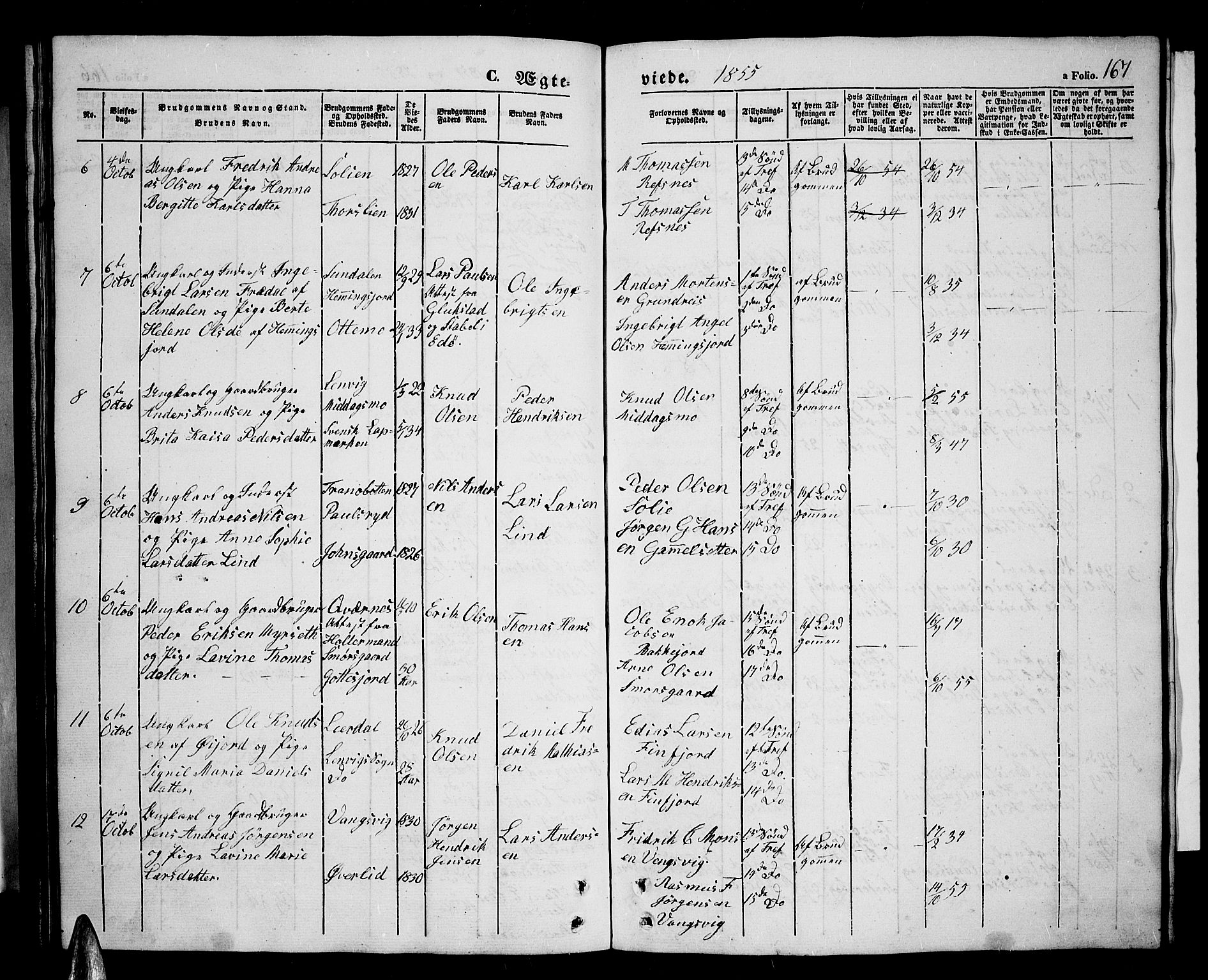 Tranøy sokneprestkontor, AV/SATØ-S-1313/I/Ia/Iab/L0002klokker: Parish register (copy) no. 2, 1847-1860, p. 167