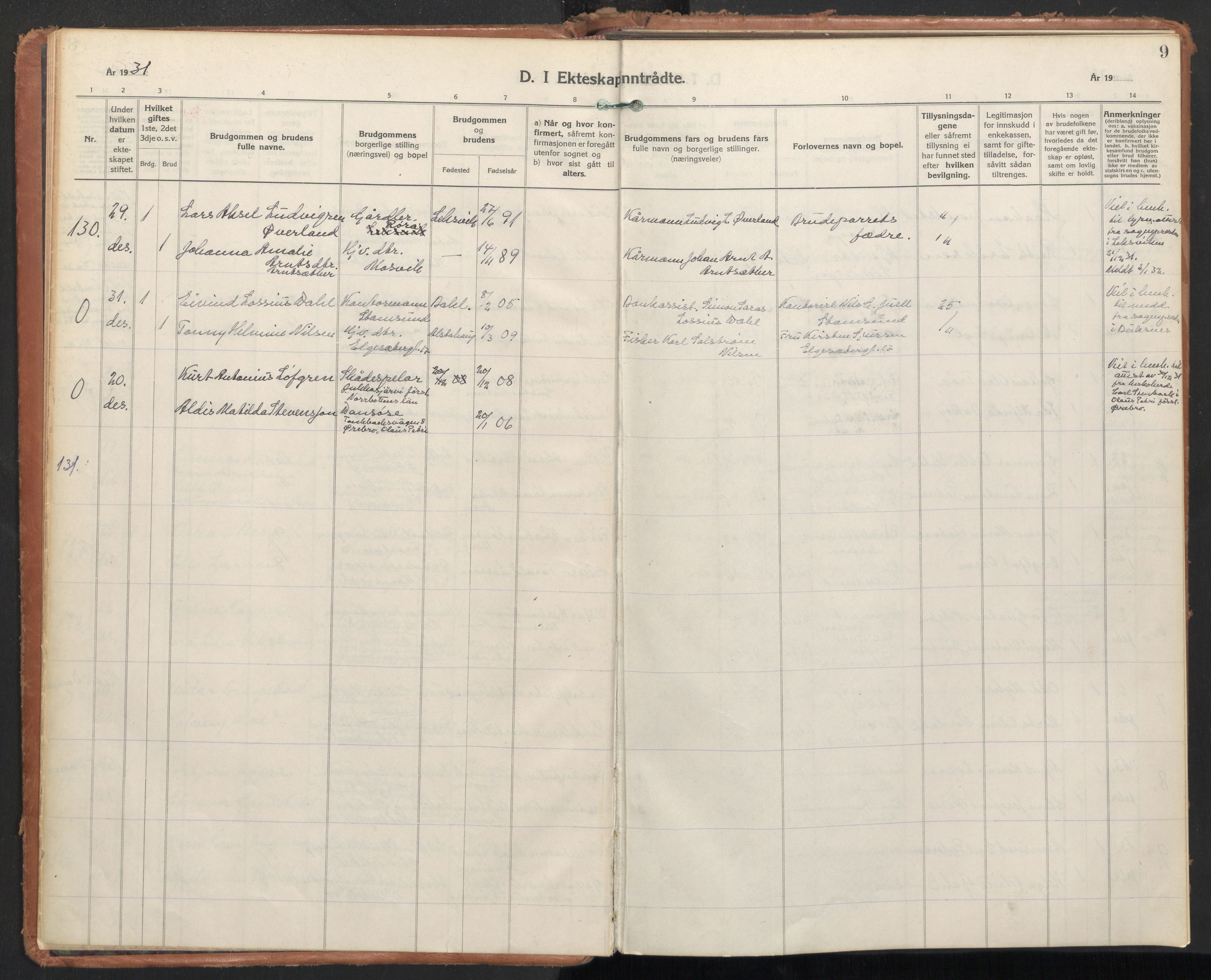 Ministerialprotokoller, klokkerbøker og fødselsregistre - Sør-Trøndelag, SAT/A-1456/604/L0209: Parish register (official) no. 604A29, 1931-1945, p. 9