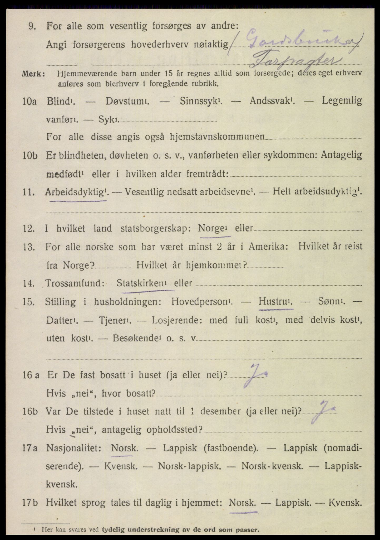 SAT, 1920 census for Velfjord, 1920, p. 3088