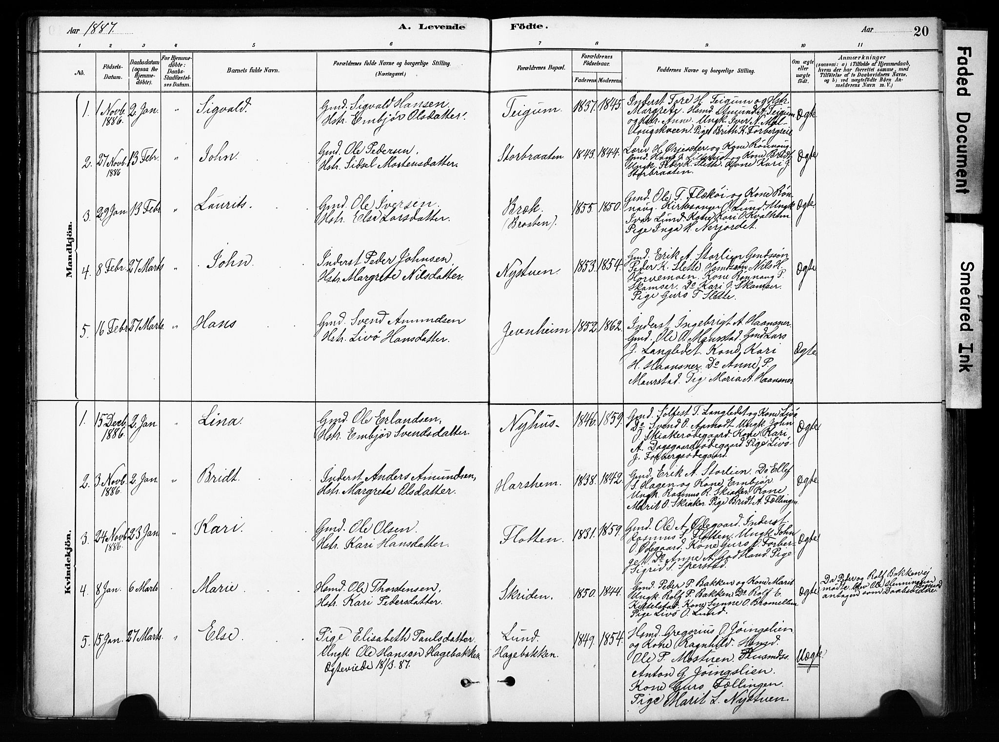 Skjåk prestekontor, SAH/PREST-072/H/Ha/Haa/L0004: Parish register (official) no. 4, 1880-1904, p. 20