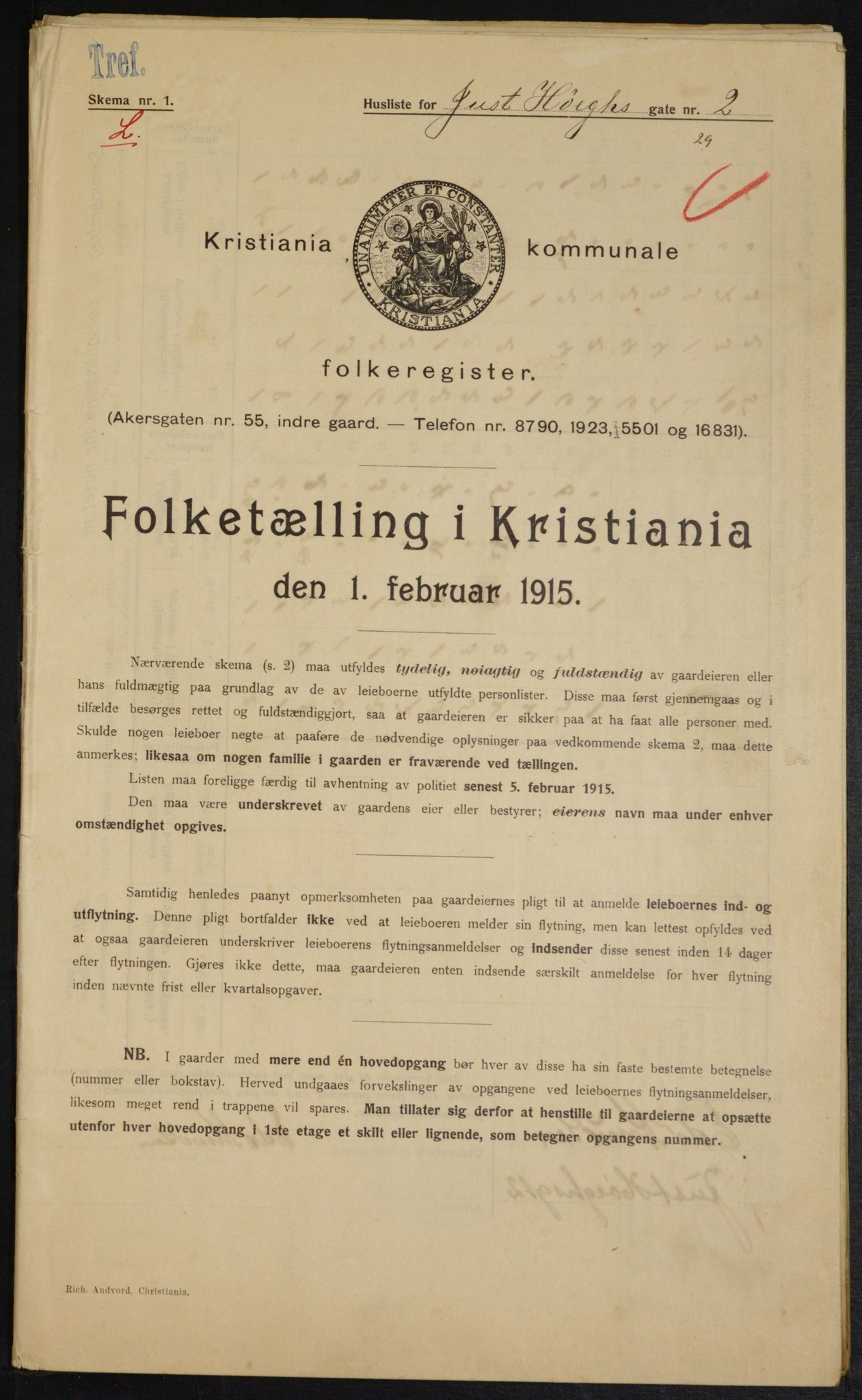 OBA, Municipal Census 1915 for Kristiania, 1915, p. 47136