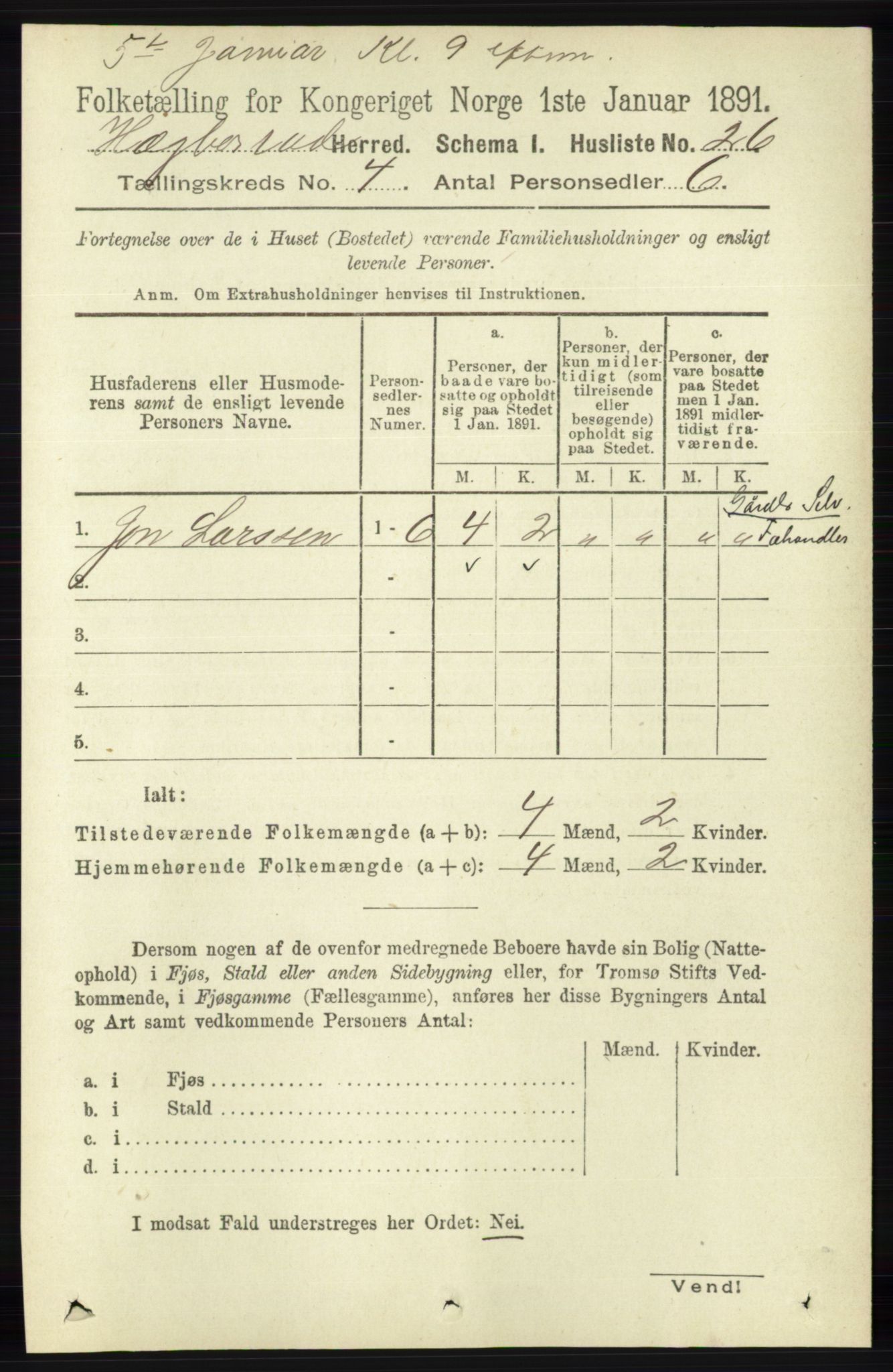 RA, 1891 census for 1034 Hægebostad, 1891, p. 1170