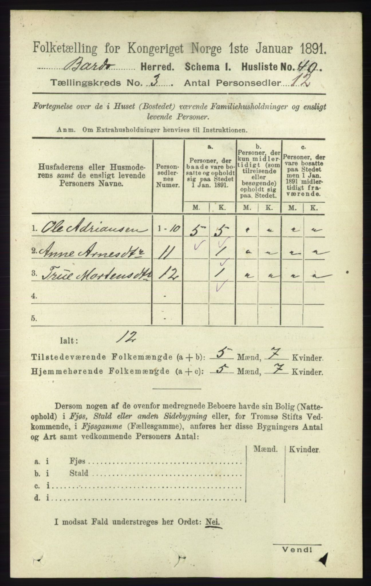 RA, 1891 census for 1922 Bardu, 1891, p. 899