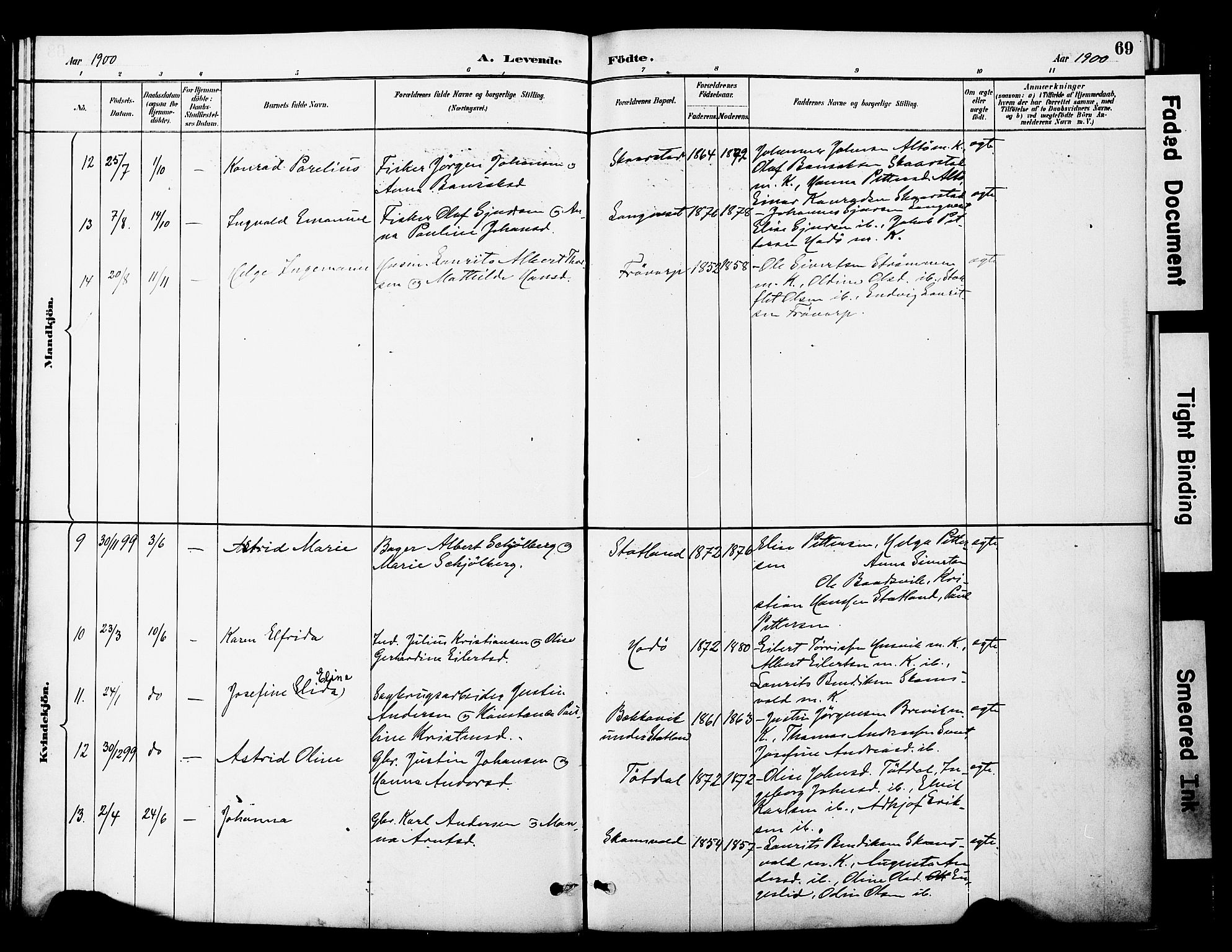 Ministerialprotokoller, klokkerbøker og fødselsregistre - Nord-Trøndelag, SAT/A-1458/774/L0628: Parish register (official) no. 774A02, 1887-1903, p. 69