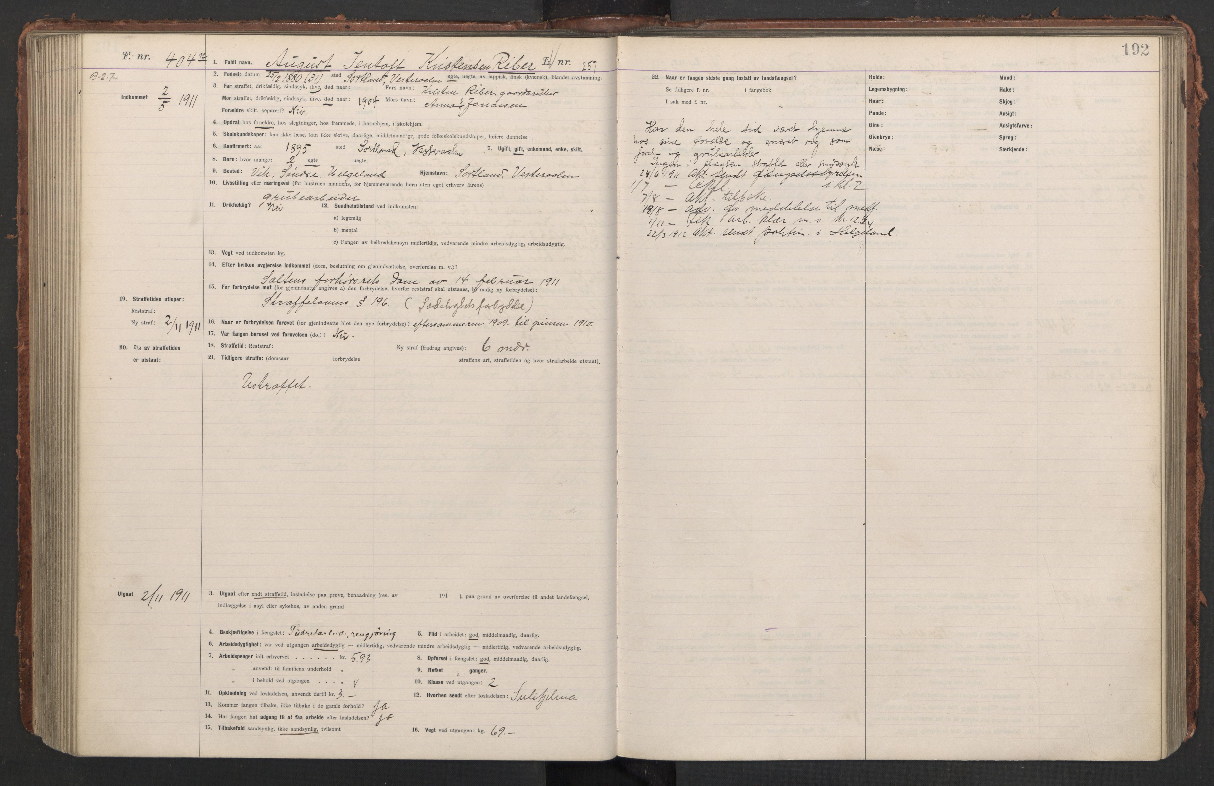 Botsfengslet, AV/RA-S-1539/D/Db/Dbb/L0044: 213n - 553n, 1910-1912, p. 192