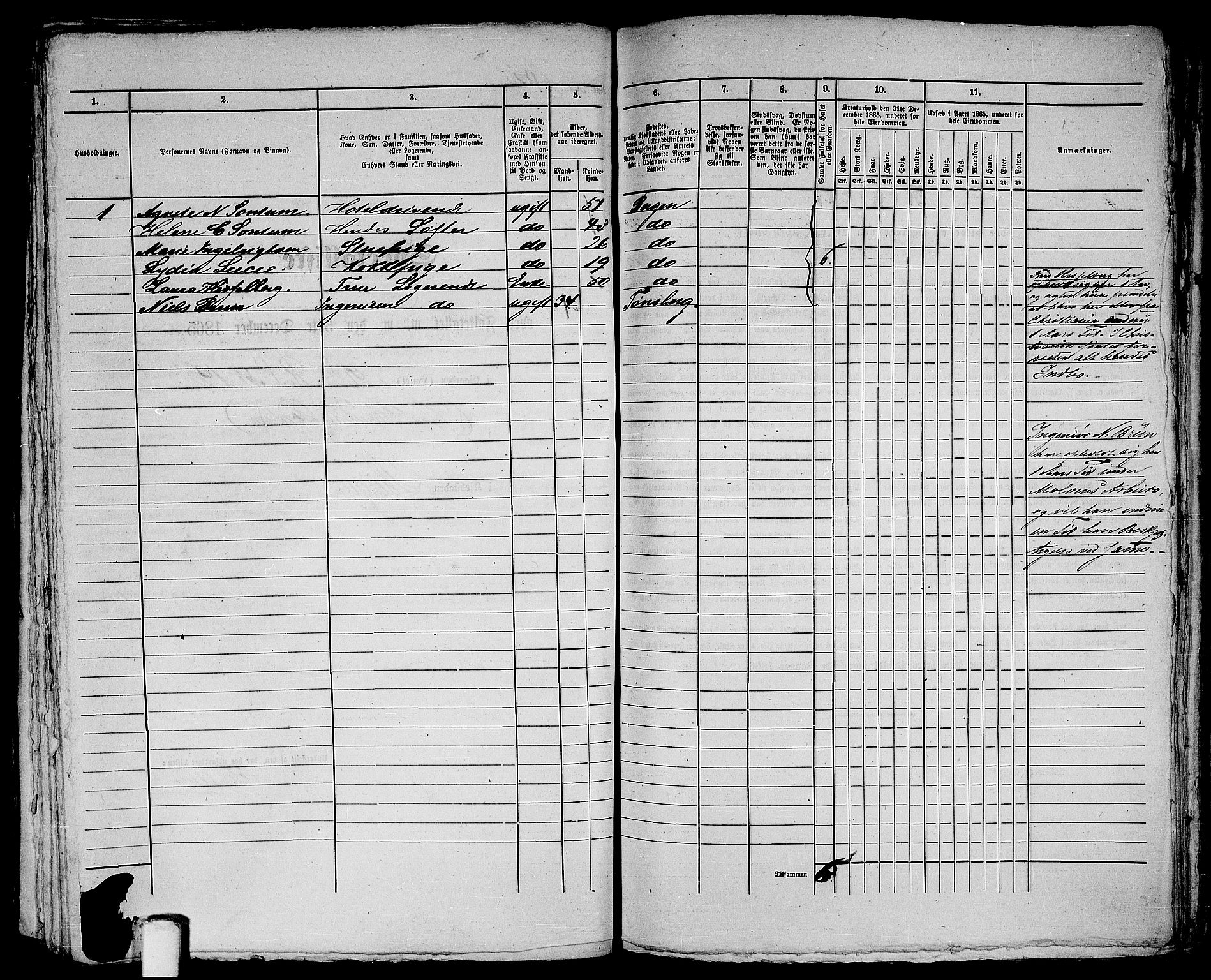 RA, 1865 census for Bergen, 1865, p. 406