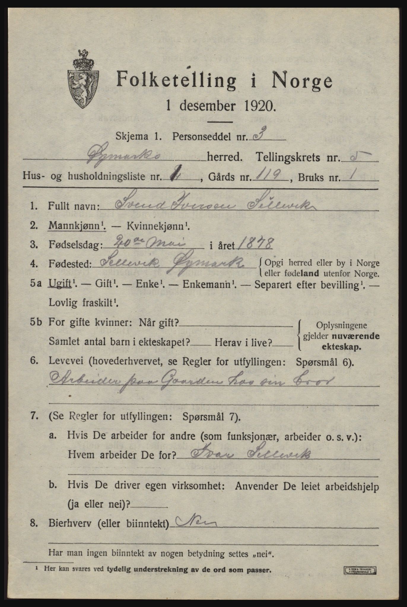 SAO, 1920 census for Øymark, 1920, p. 3729