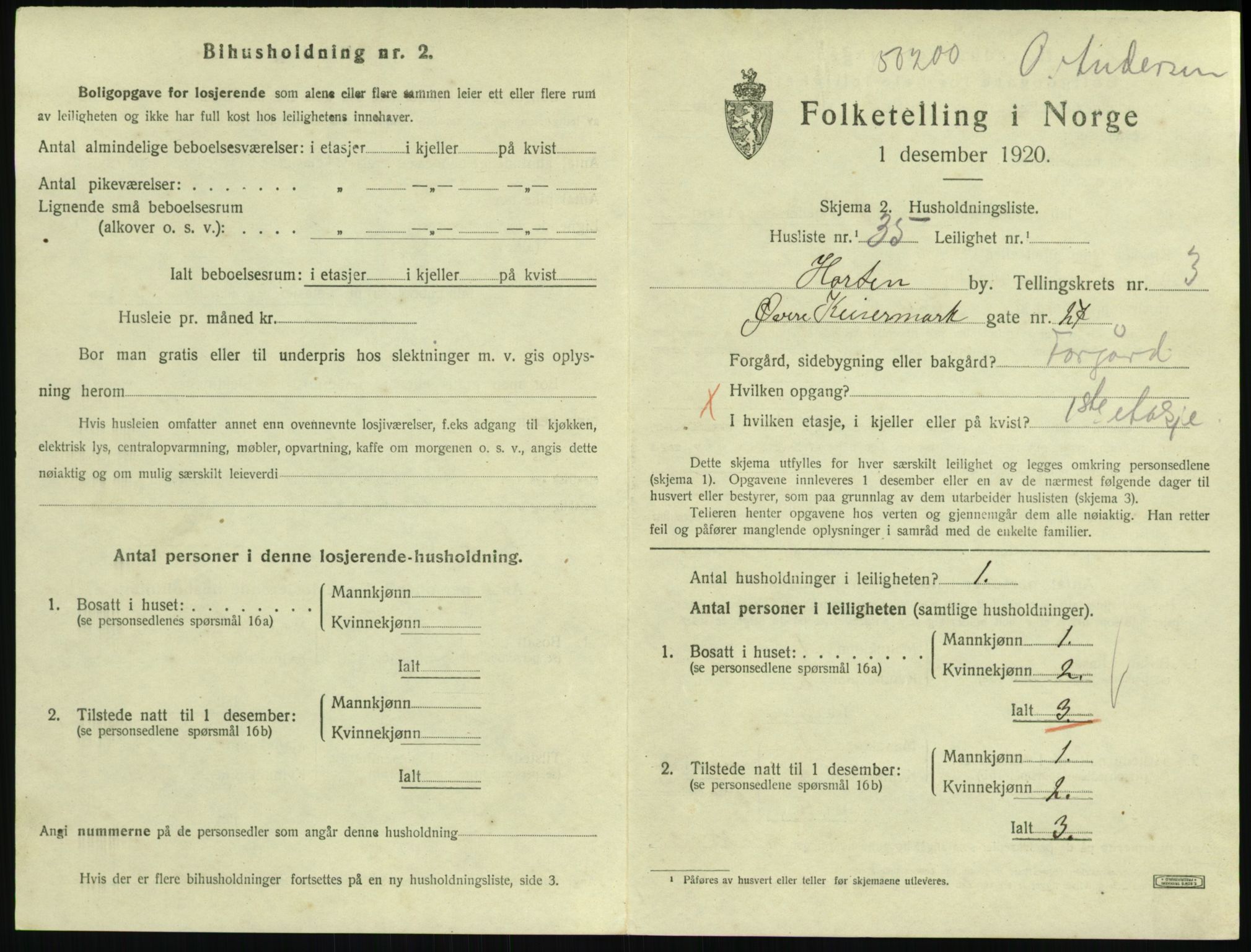 SAKO, 1920 census for Horten, 1920, p. 4243