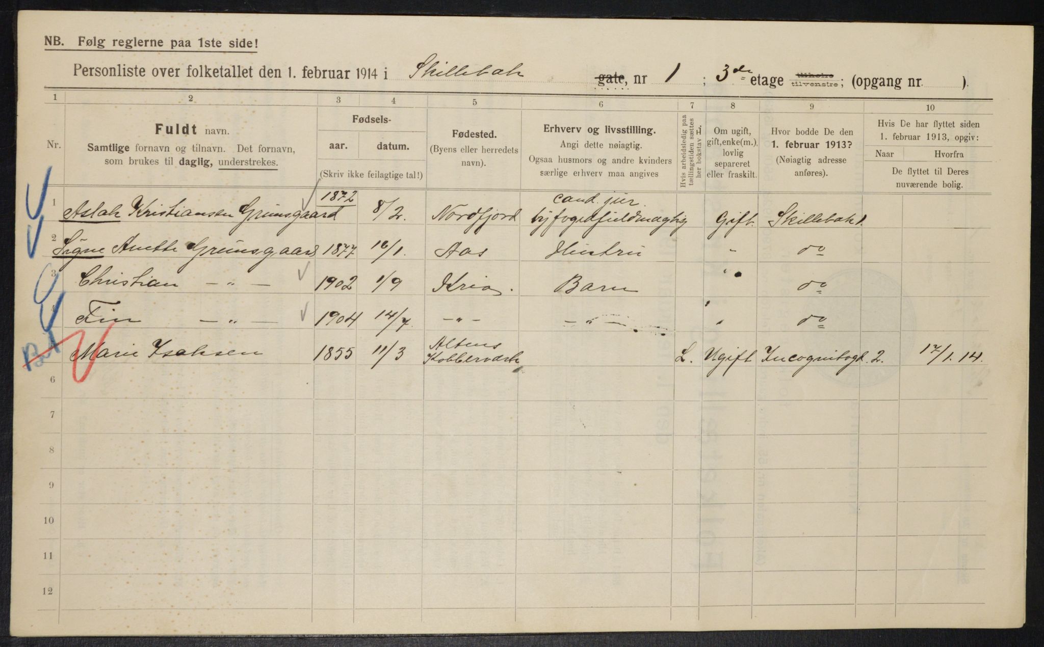 OBA, Municipal Census 1914 for Kristiania, 1914, p. 95322