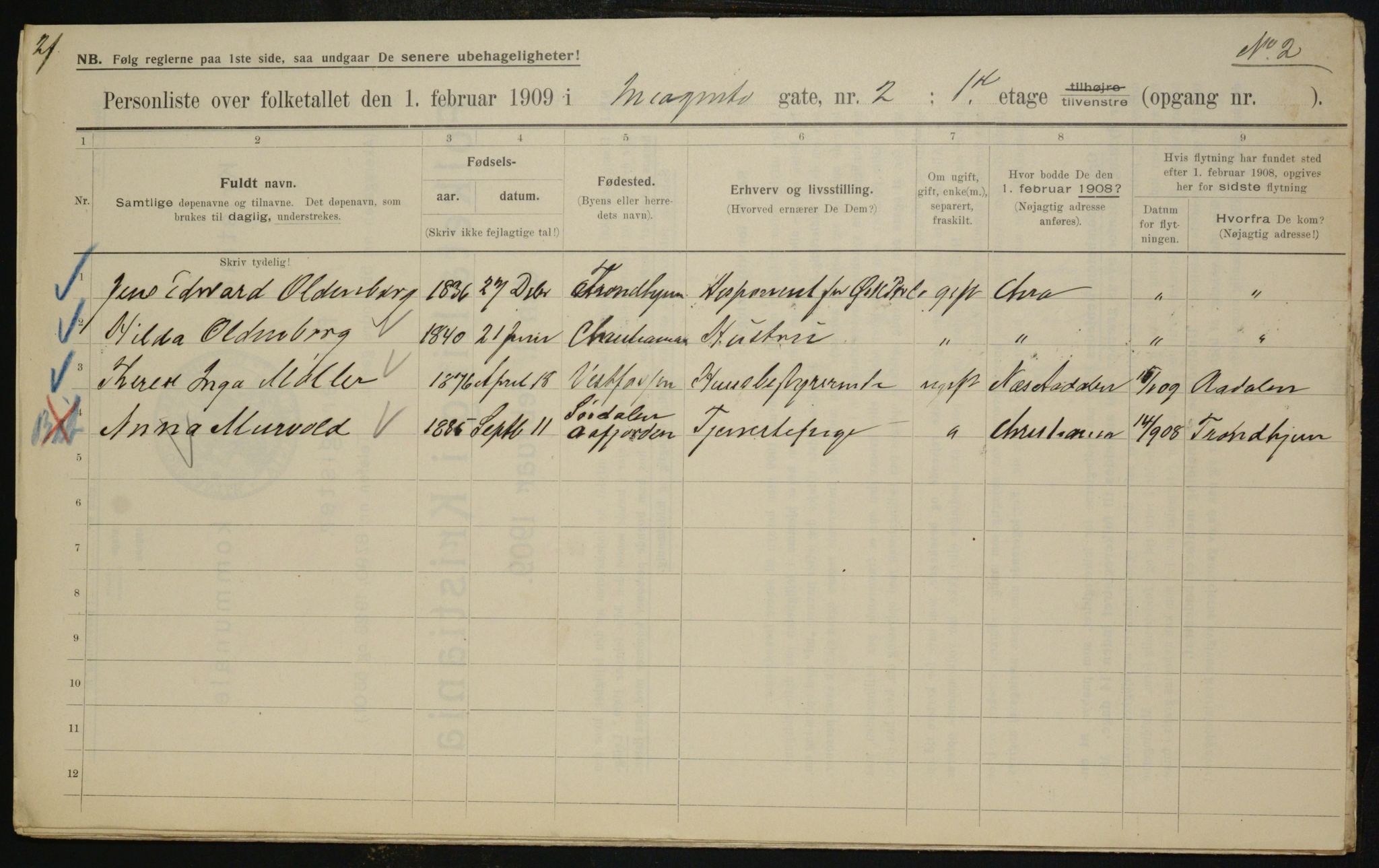 OBA, Municipal Census 1909 for Kristiania, 1909, p. 40209