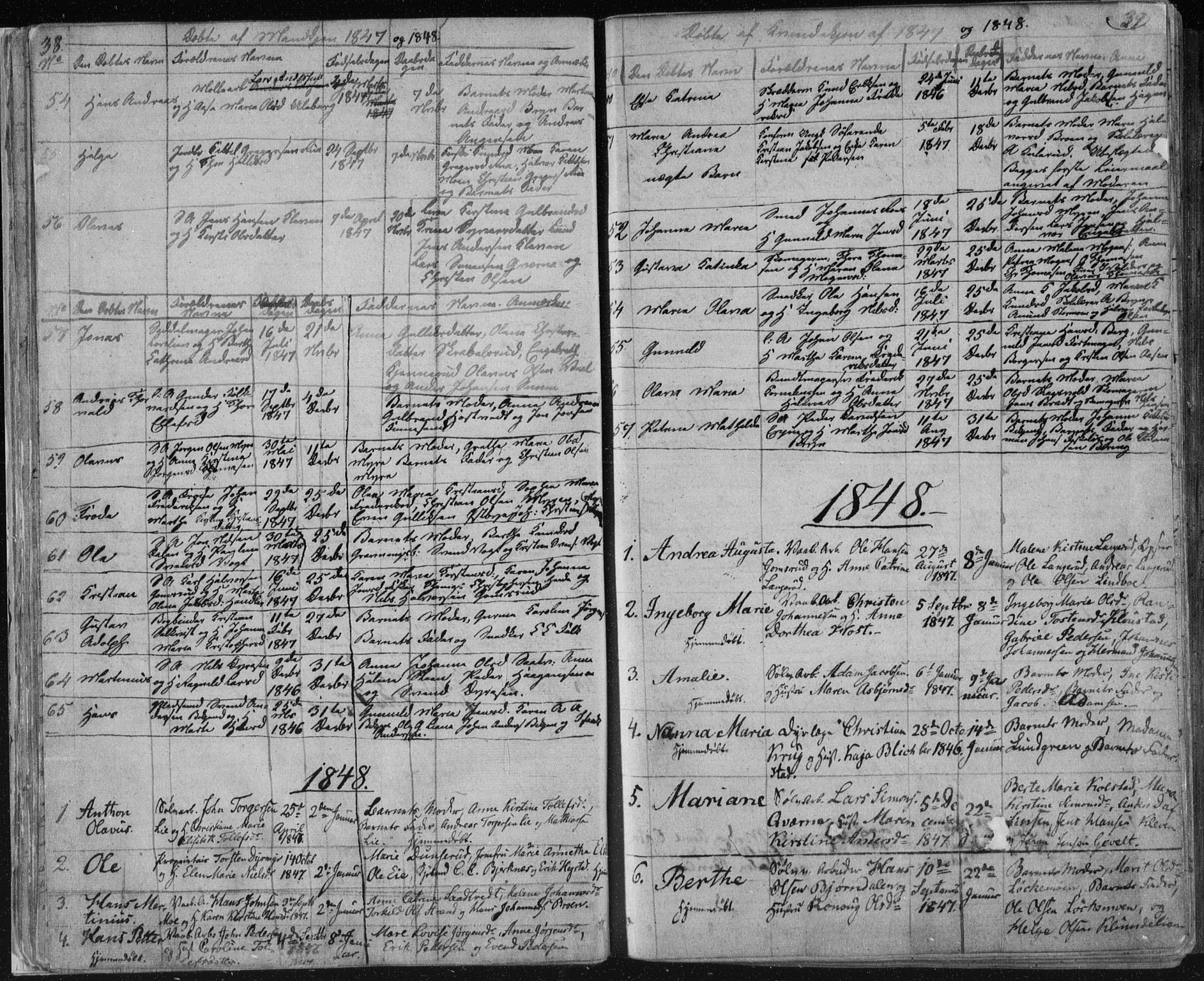 Kongsberg kirkebøker, SAKO/A-22/F/Fa/L0009: Parish register (official) no. I 9, 1839-1858, p. 38-39