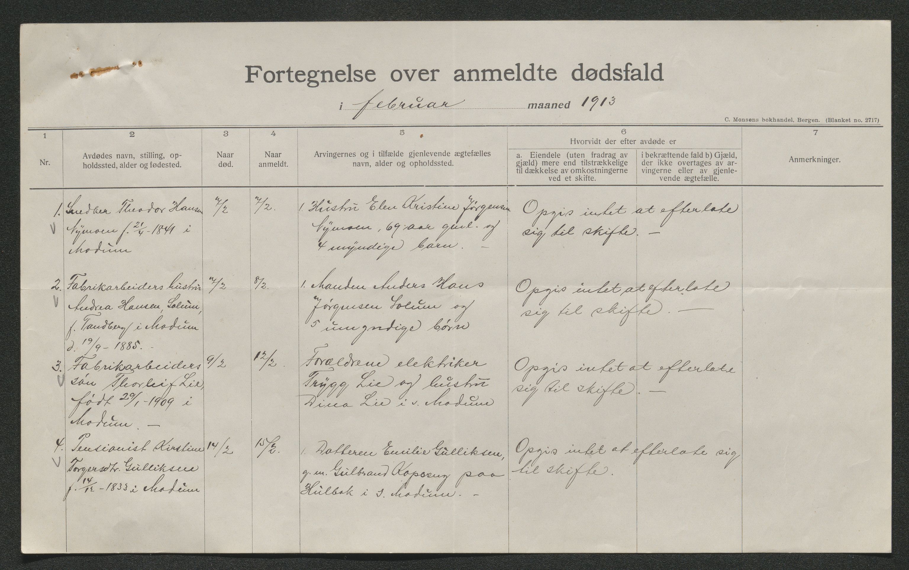 Eiker, Modum og Sigdal sorenskriveri, AV/SAKO-A-123/H/Ha/Hab/L0036: Dødsfallsmeldinger, 1913, p. 92