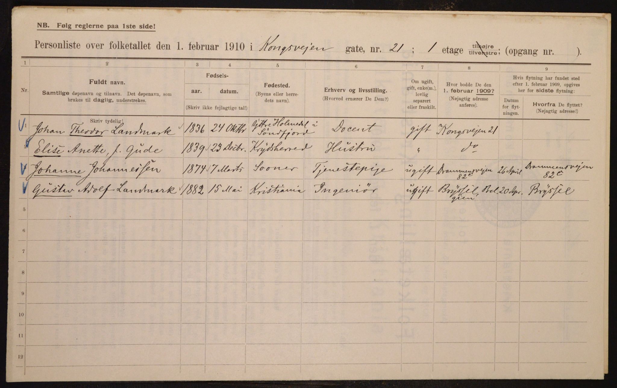 OBA, Municipal Census 1910 for Kristiania, 1910, p. 51520