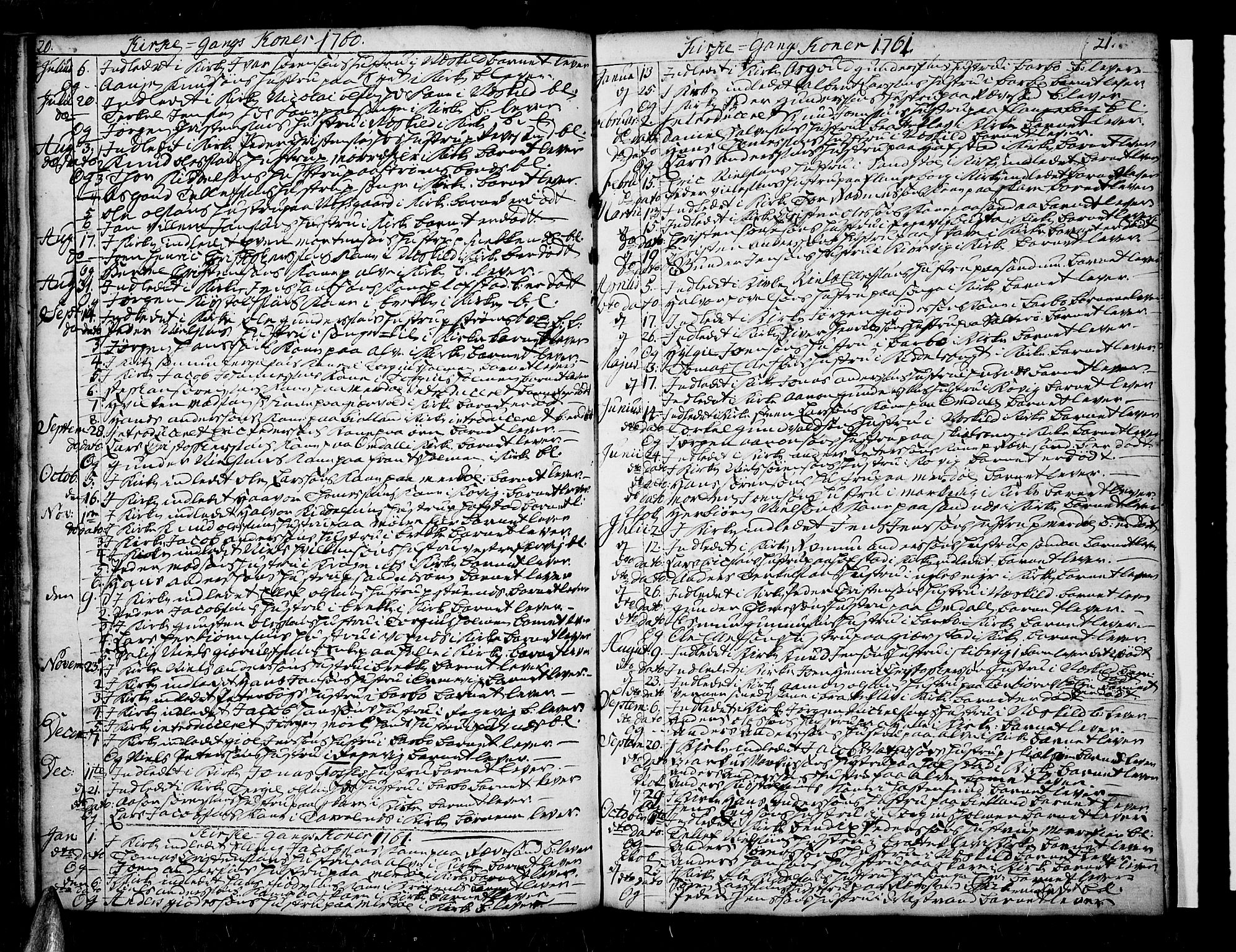 Tromøy sokneprestkontor, SAK/1111-0041/F/Fa/L0001: Parish register (official) no. A 1, 1747-1793, p. 20-21