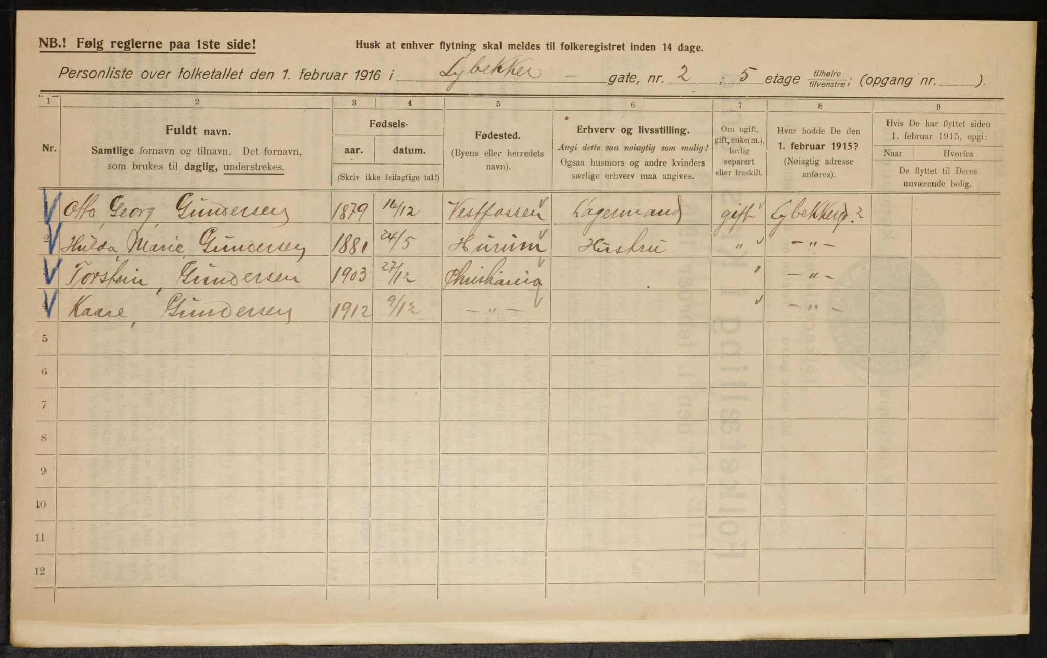 OBA, Municipal Census 1916 for Kristiania, 1916, p. 59743