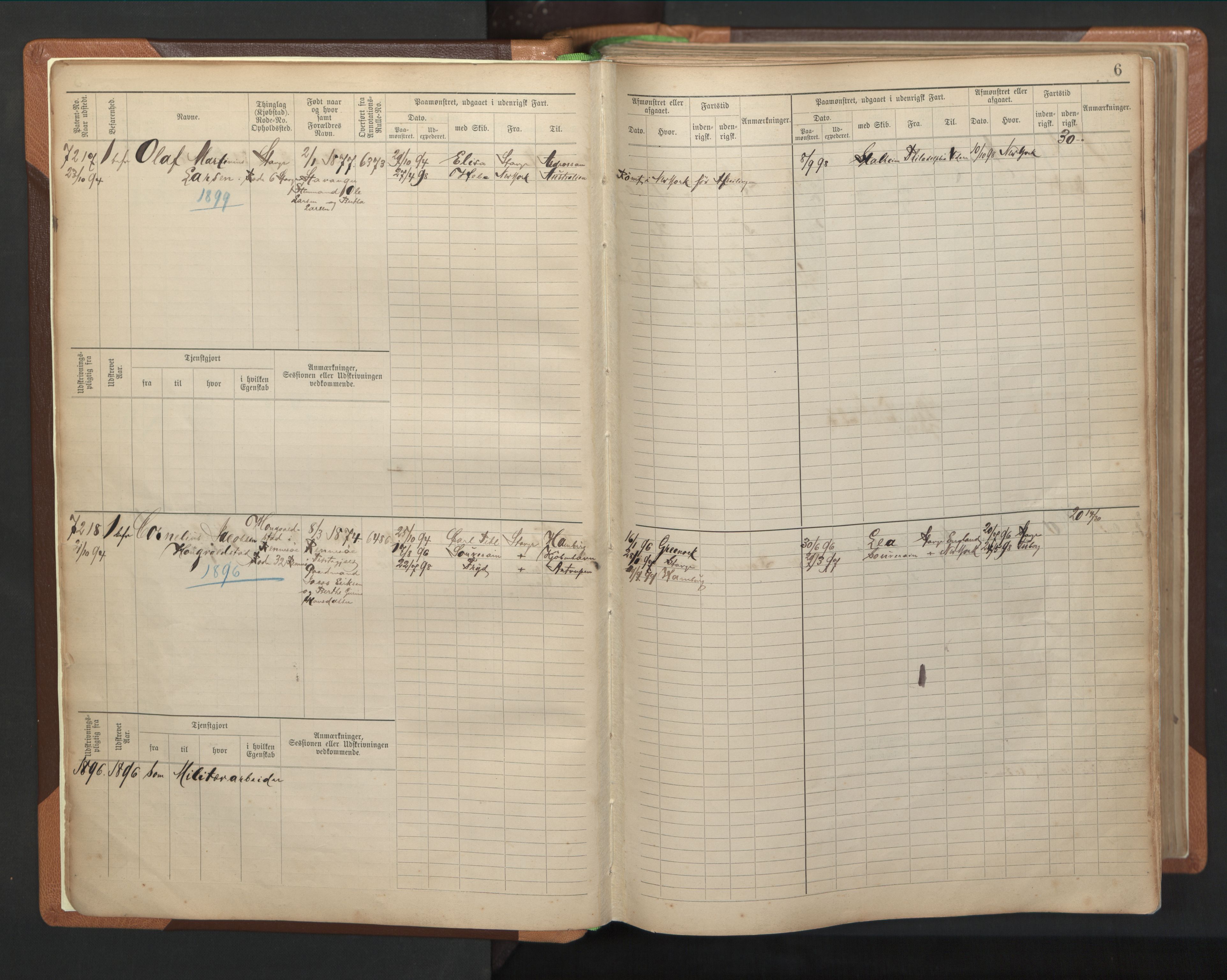 Stavanger sjømannskontor, AV/SAST-A-102006/F/Fb/Fbb/L0012: Sjøfartshovedrulle, patentnr. 7207-8158, 1894-1904, p. 9