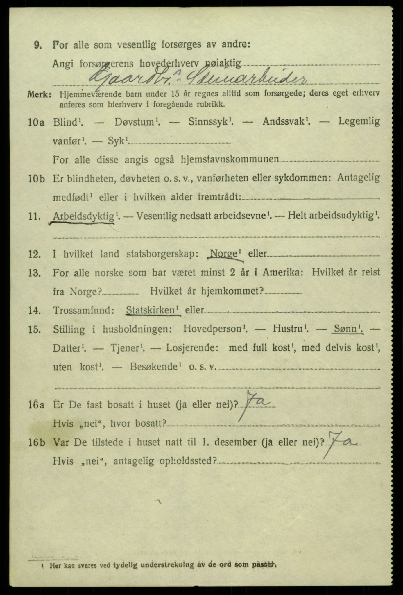 SAB, 1920 census for Sund, 1920, p. 2486