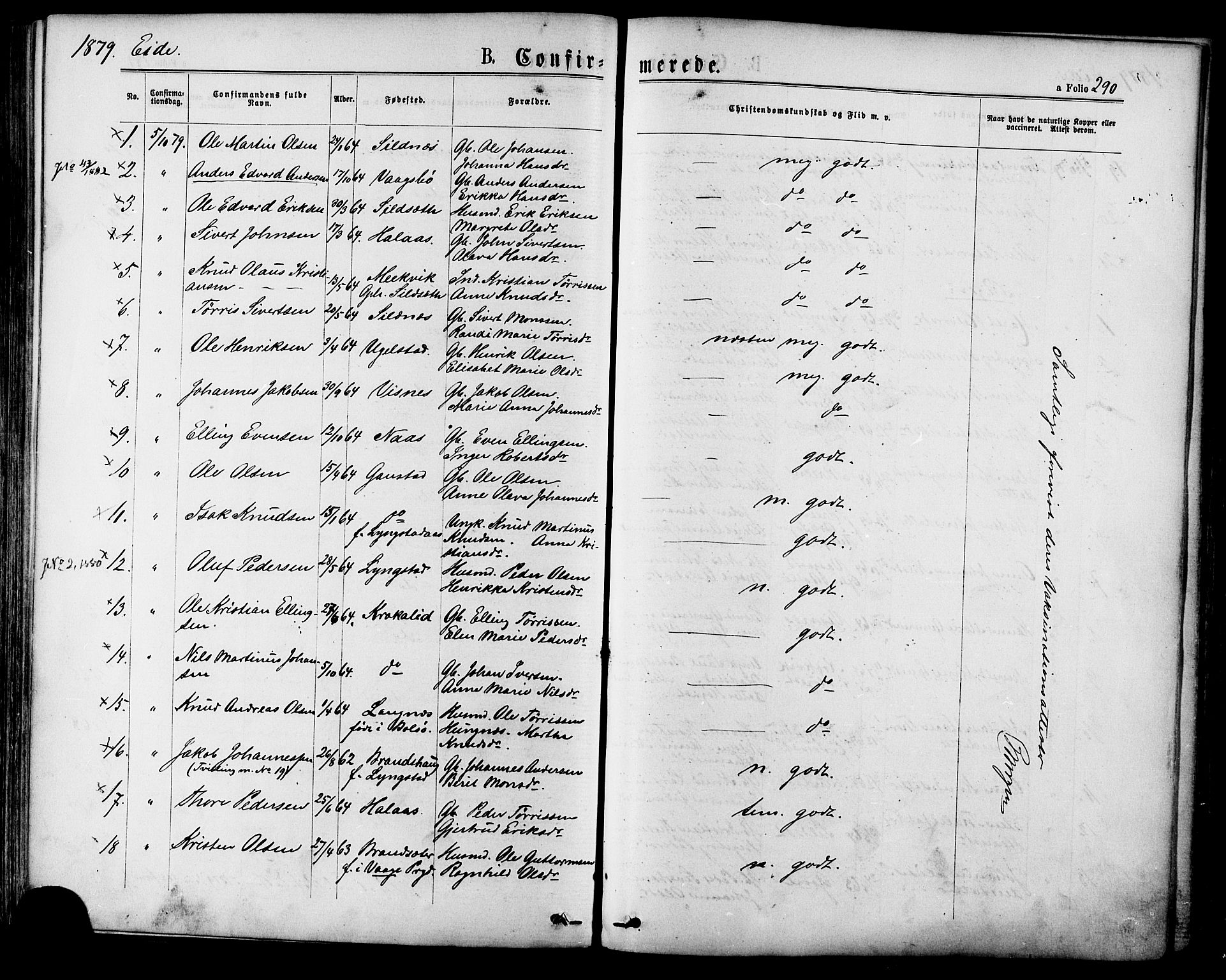 Ministerialprotokoller, klokkerbøker og fødselsregistre - Møre og Romsdal, SAT/A-1454/568/L0806: Parish register (official) no. 568A12 /4, 1878-1884, p. 290